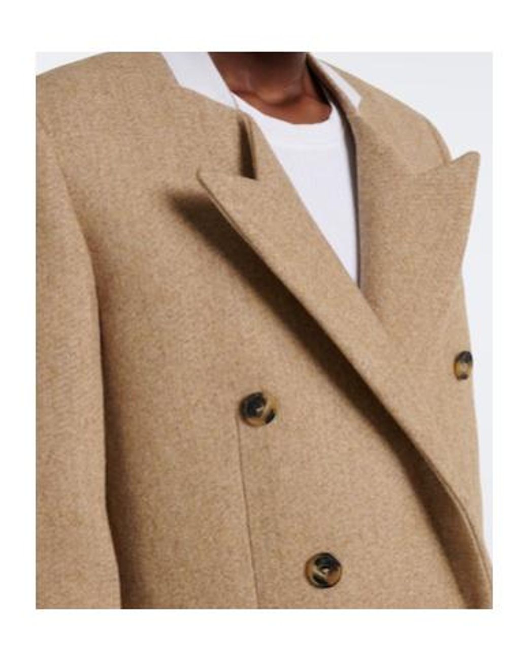 Victoria Beckham Natural Double-Breasted Wool-Blend Blazer