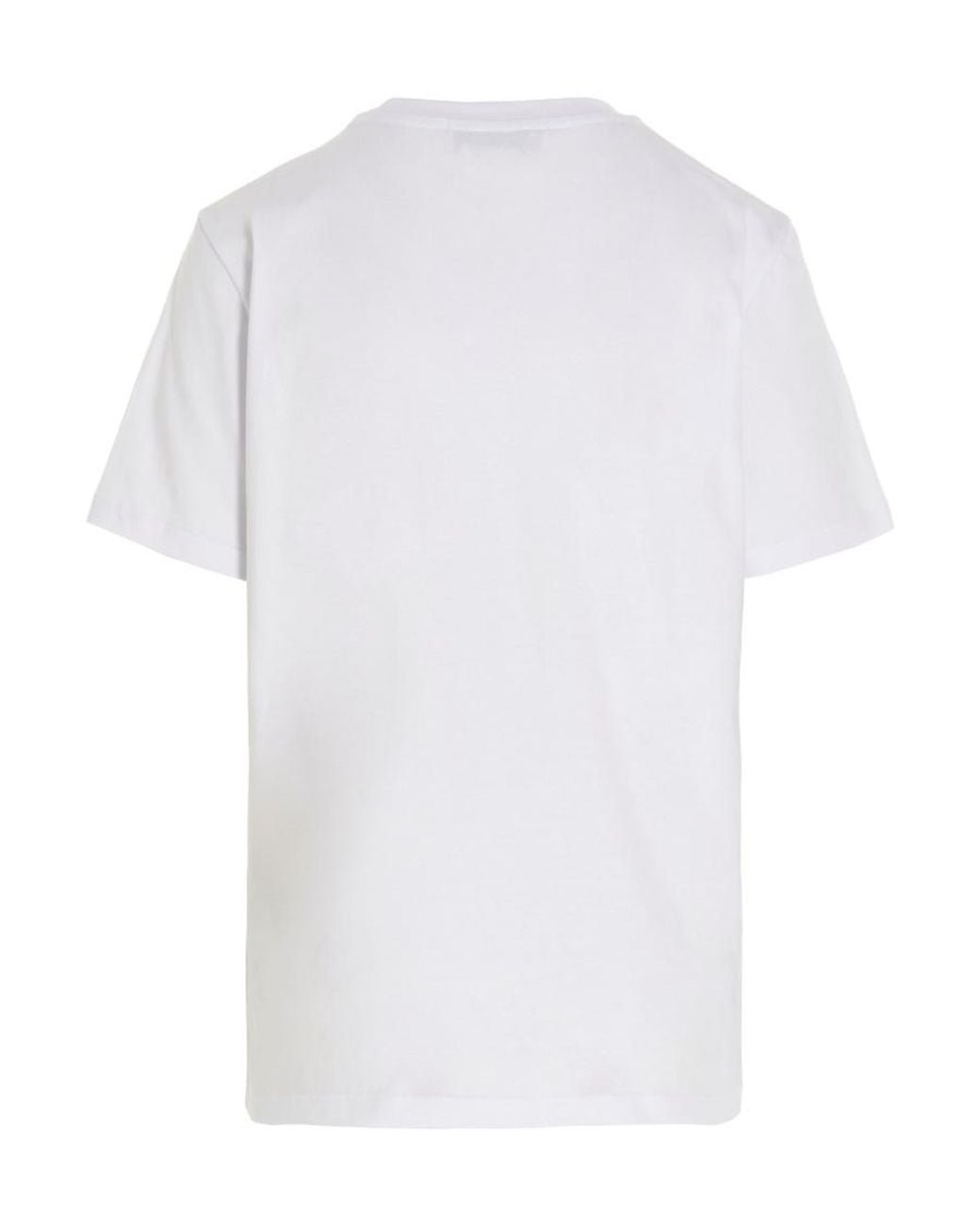 MSGM White Logo Printed Crewneck T-Shirt