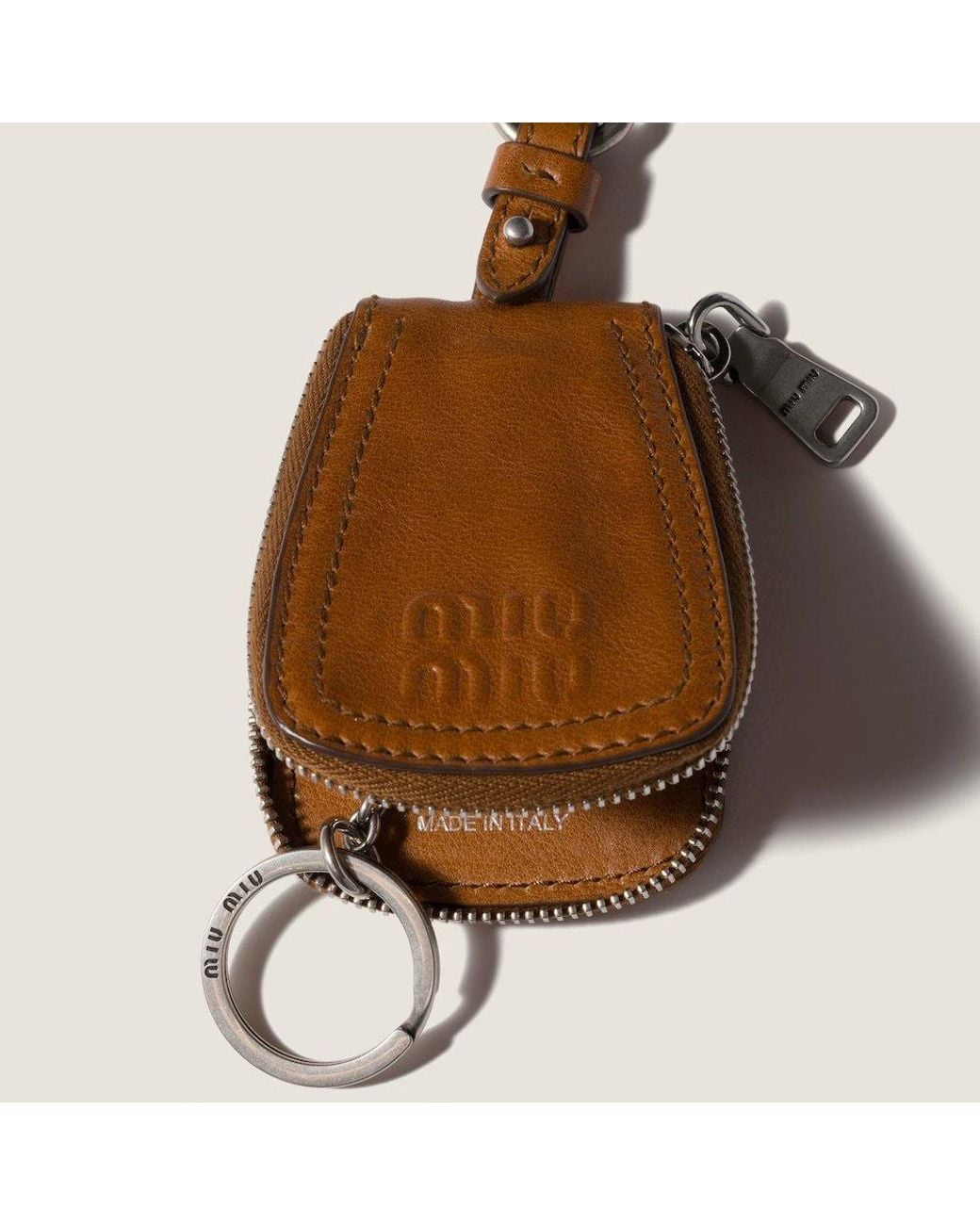 Miu Miu Brown Leather Keyring Trick