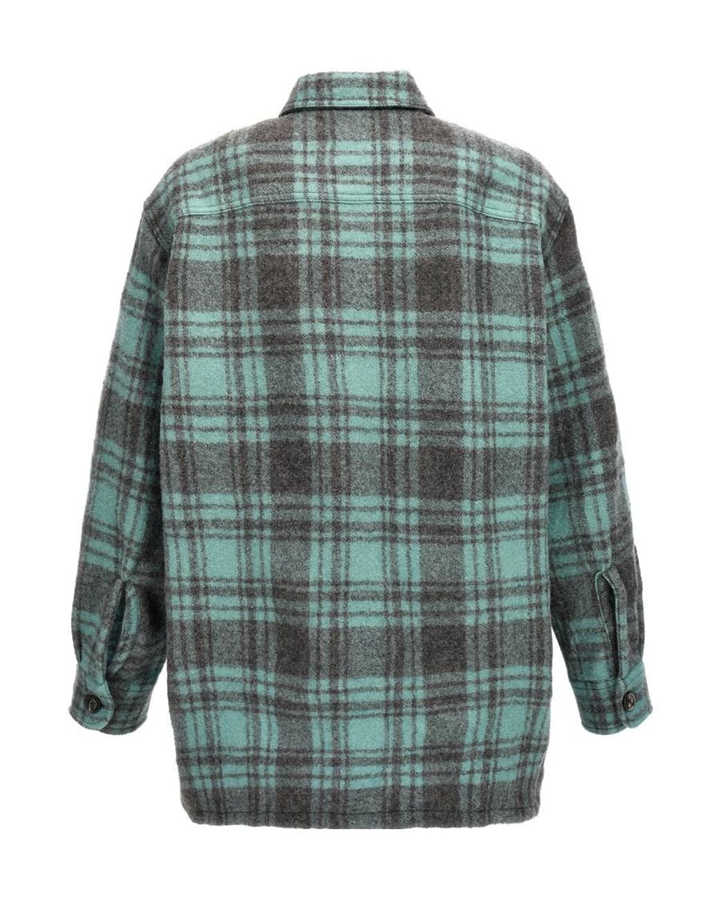 AMI Green Checked Buttoned-Up Overshirt for men