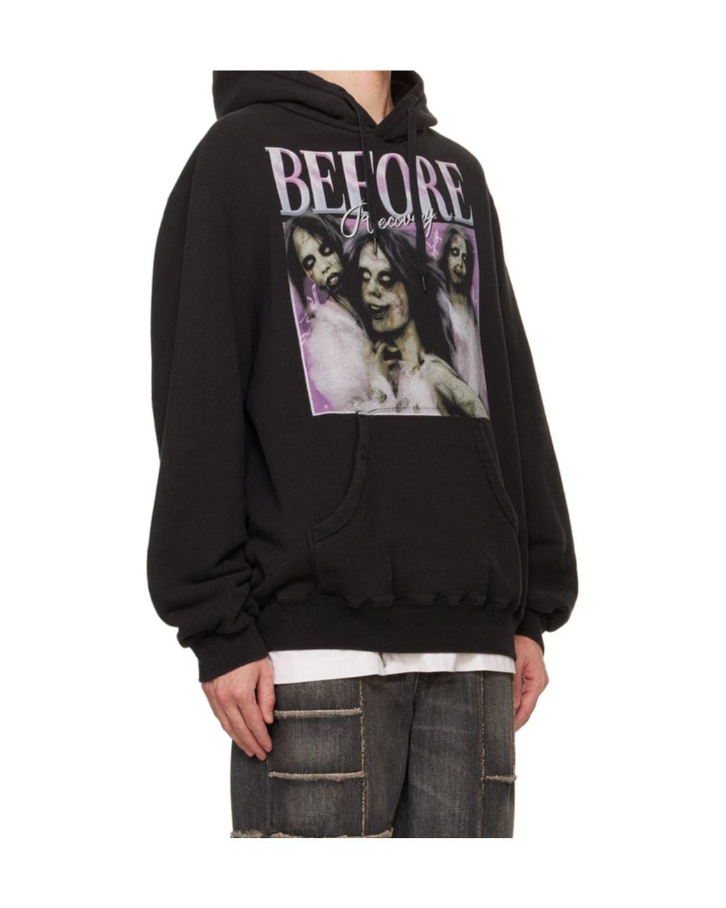 Doublet Black Before After Idol Hooded Hoodie for men