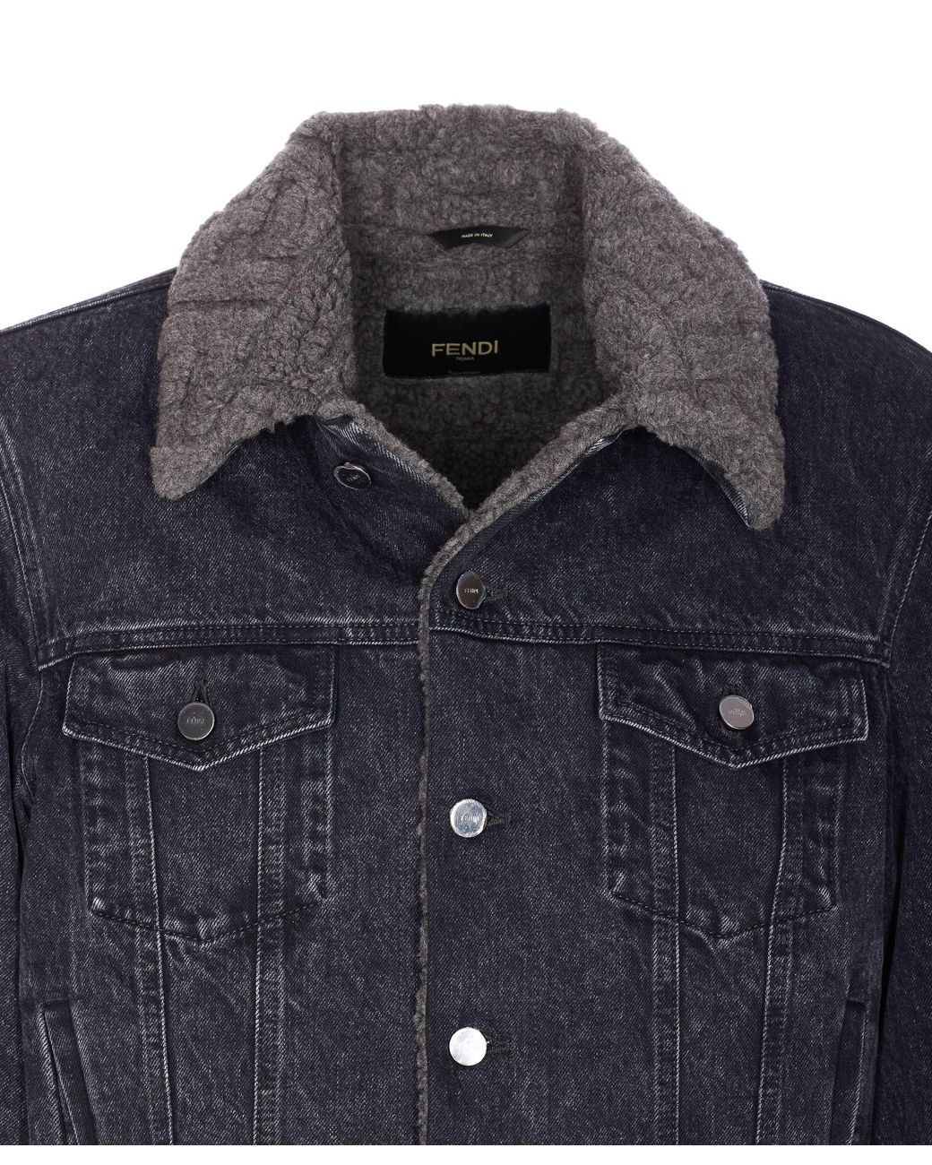 Fendi Gray Button-Up Denim Jacket for men