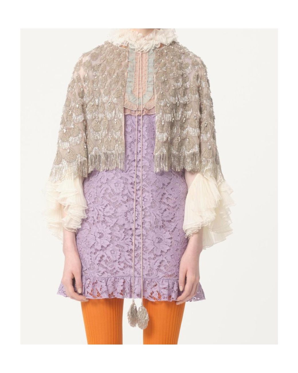 Valentino Natural Embroidery Organza Cloak