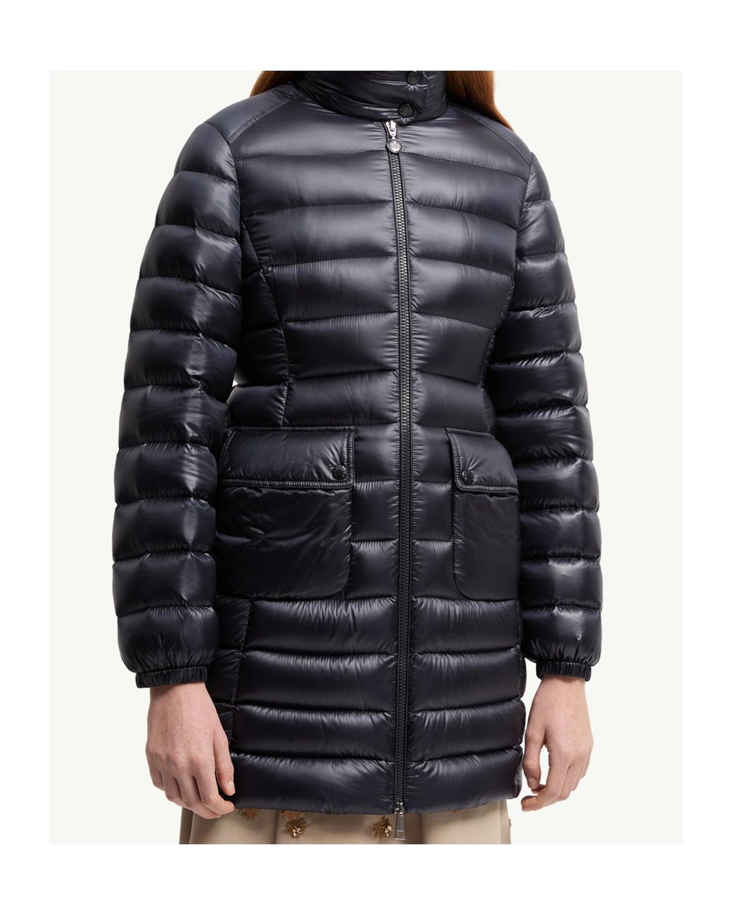 Moncler Blue Genet Long Zip-Up Padded Jacket