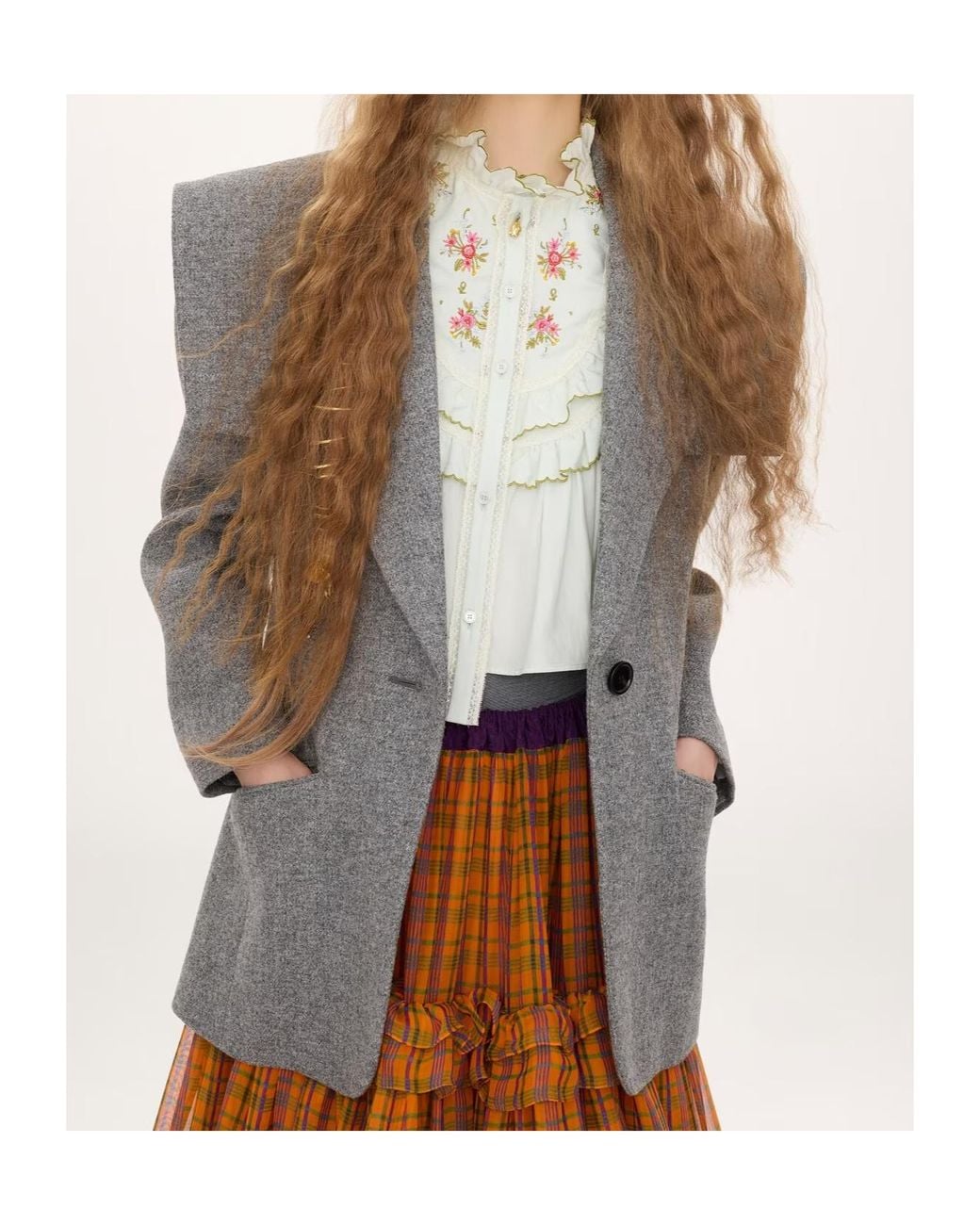 Chloé Gray Single-Breasted Tailored Jacket