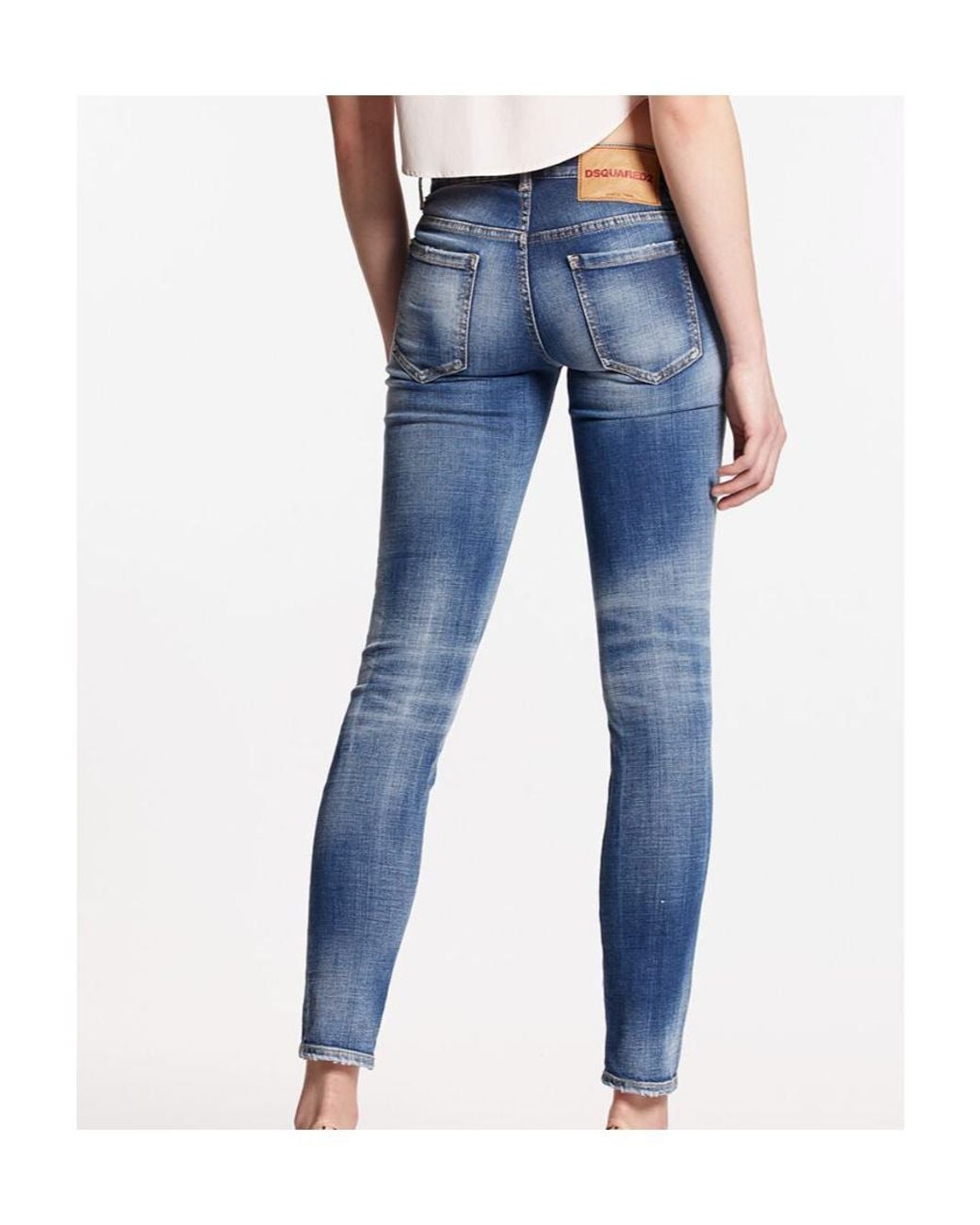 DSquared² Blue Mid-Rise Cropped Skinny Jeans