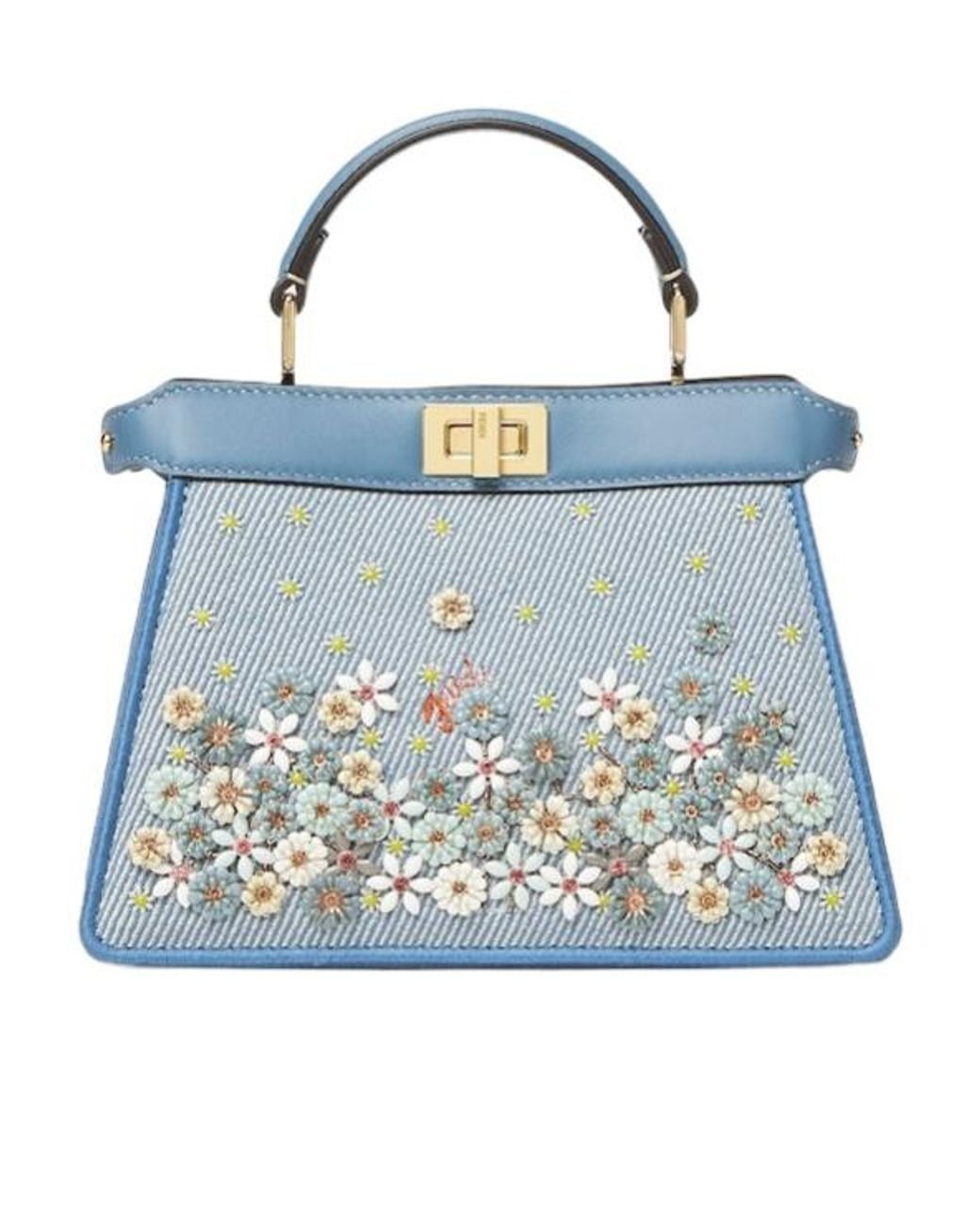Fendi Flower Bouquet Denim-Effect Jacquard Bag in Blue | Lyst