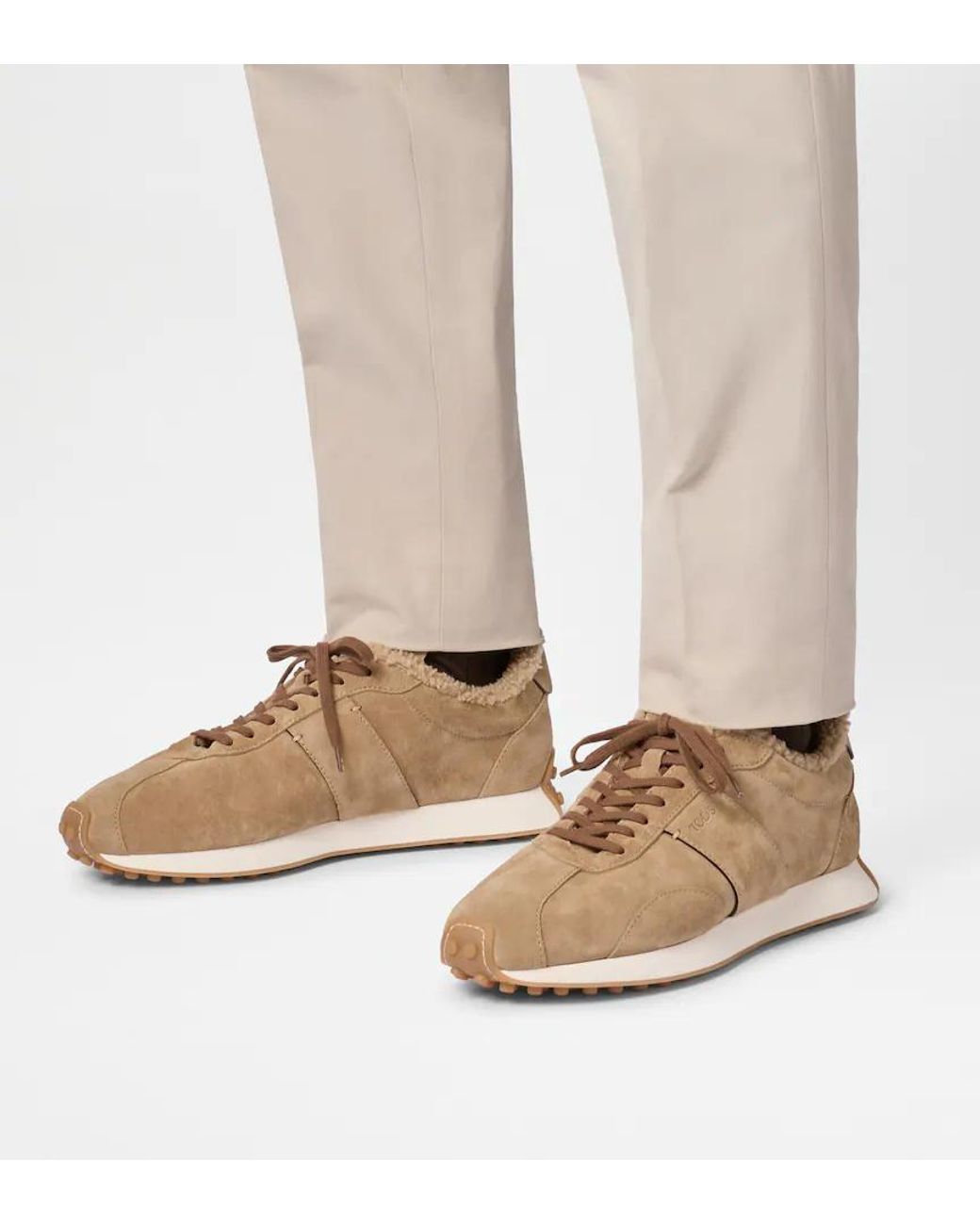 Tod's Natural Sportivo Active Suede Trainers for men