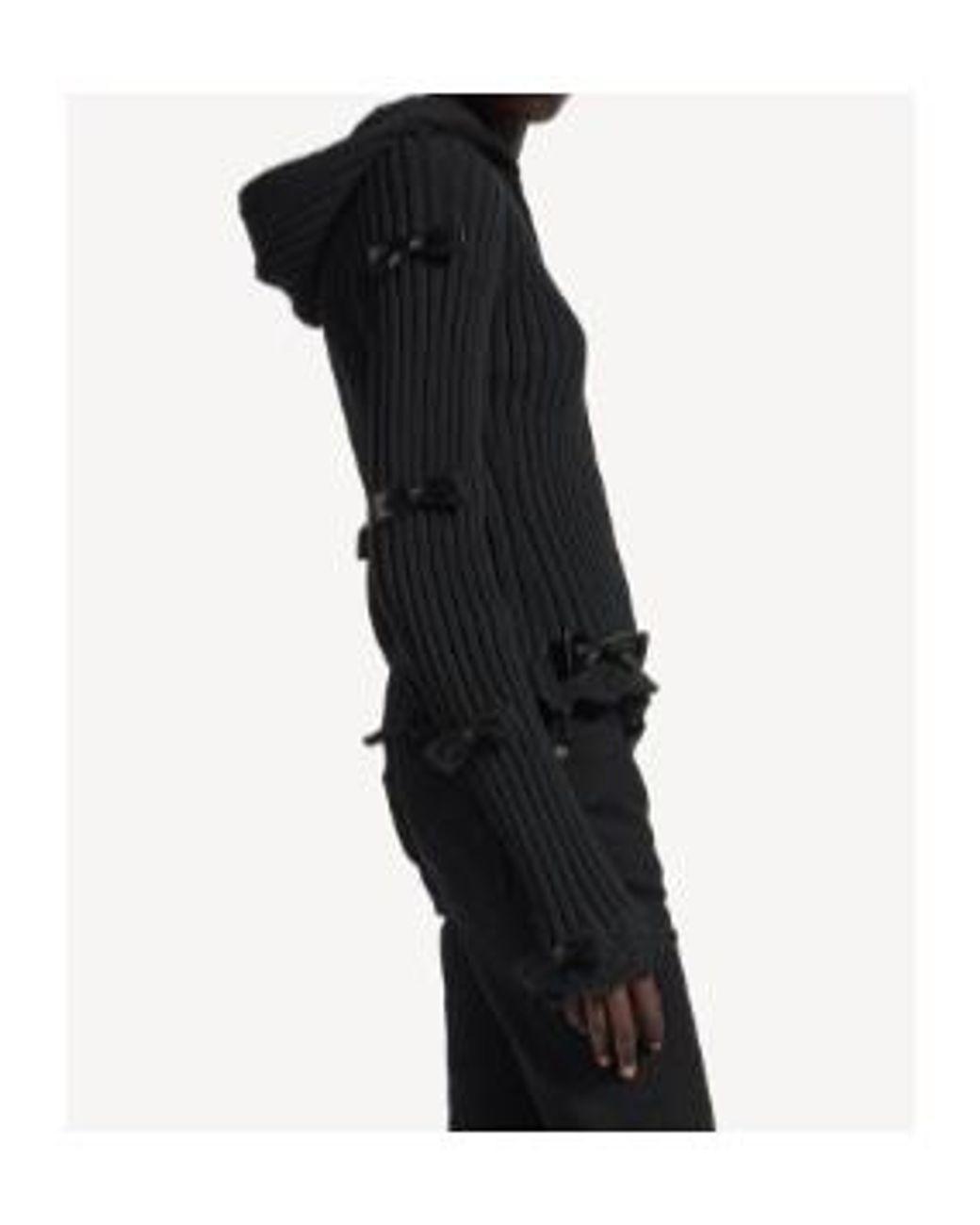 Balenciaga Black Fitted Bow Zip Hooded Sweater