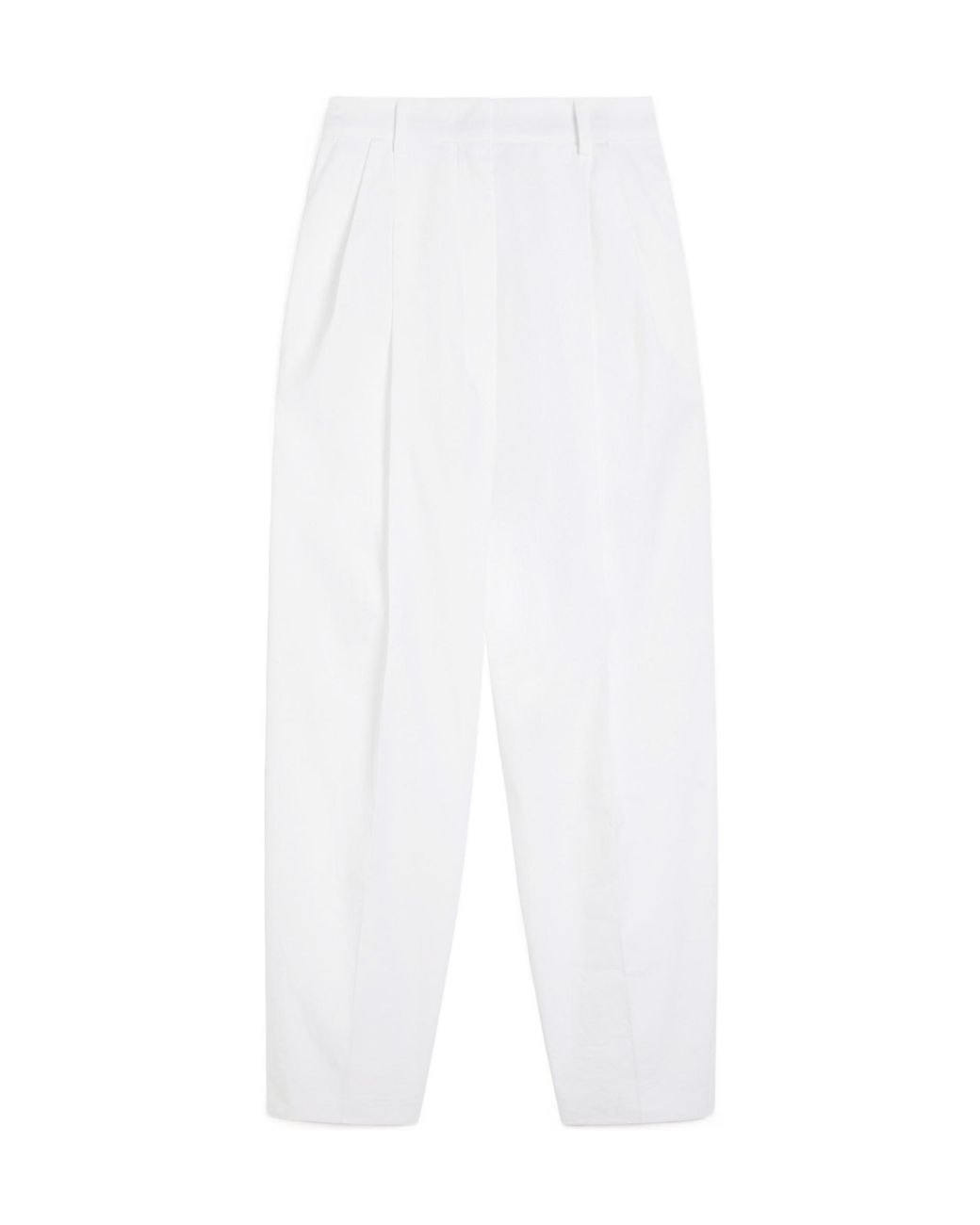 Sportmax White High-Waisted Cotton Trousers