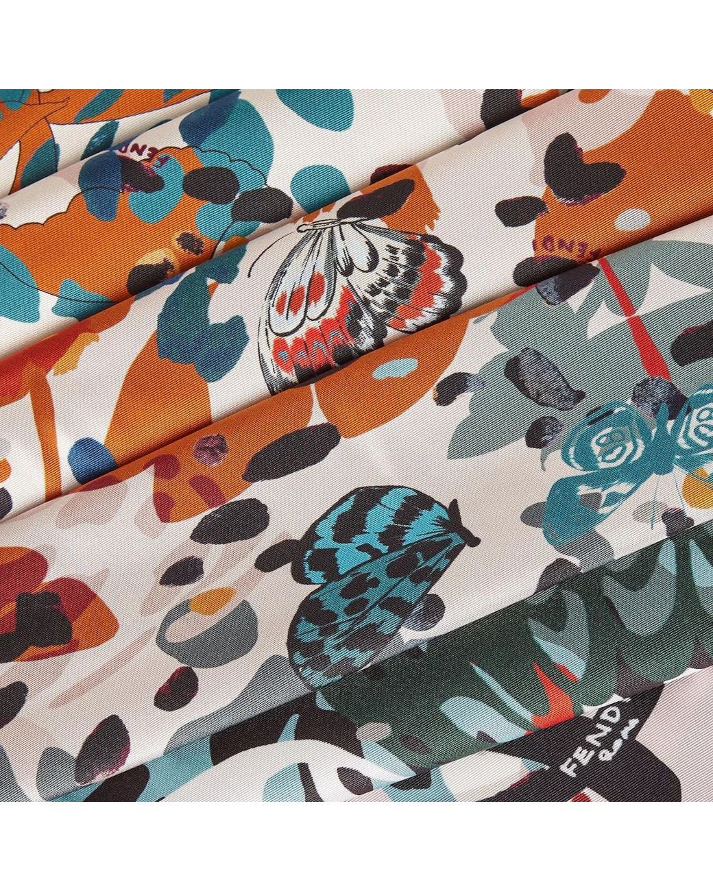 Fendi White Butterfly Printed Foulard