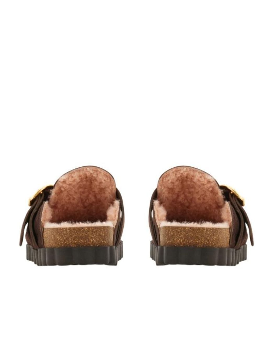 Ferragamo Brown Gancini Clog With Rippled Sole Detail