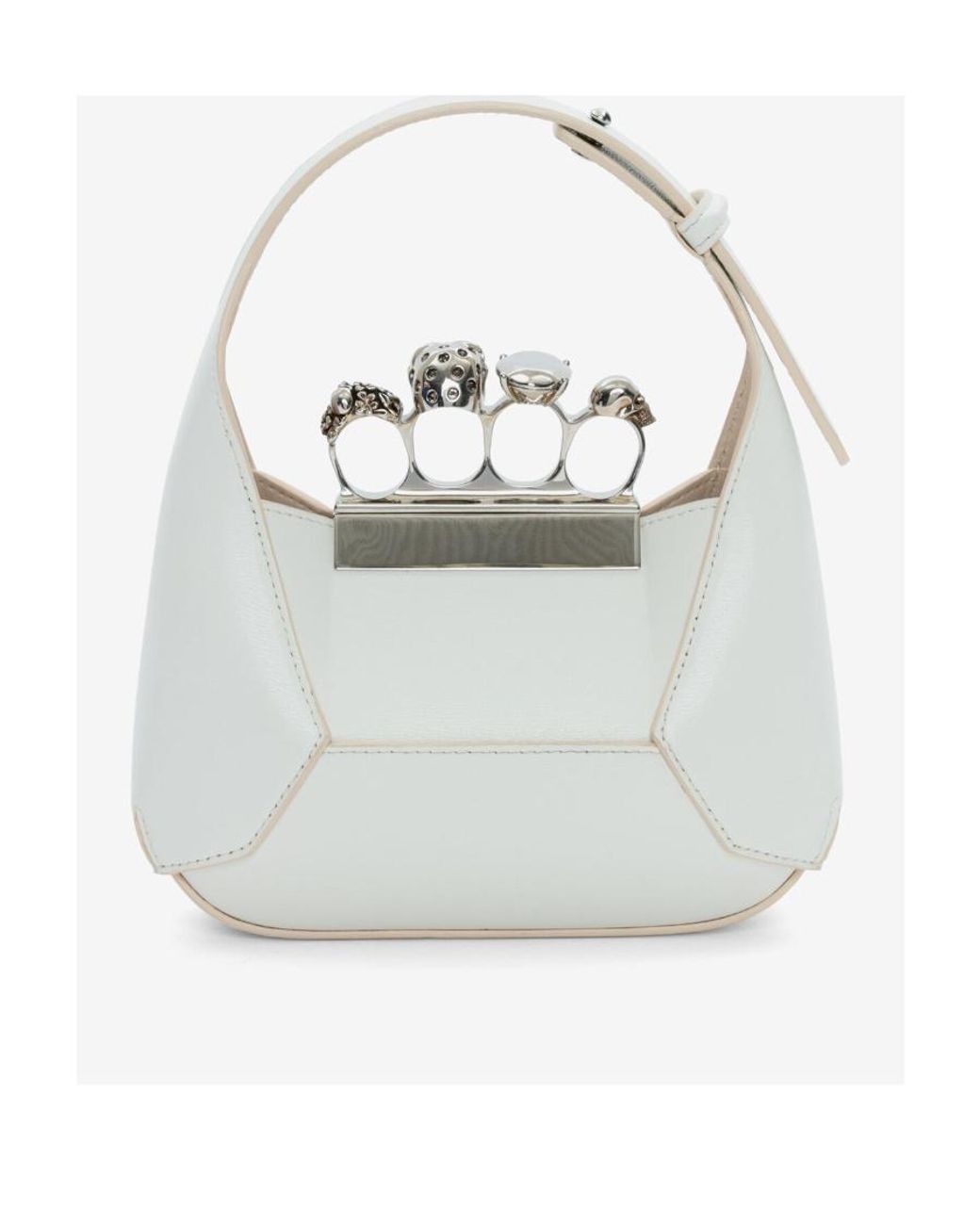 McQueen Gray Jewelled Mini Shoulder Bag