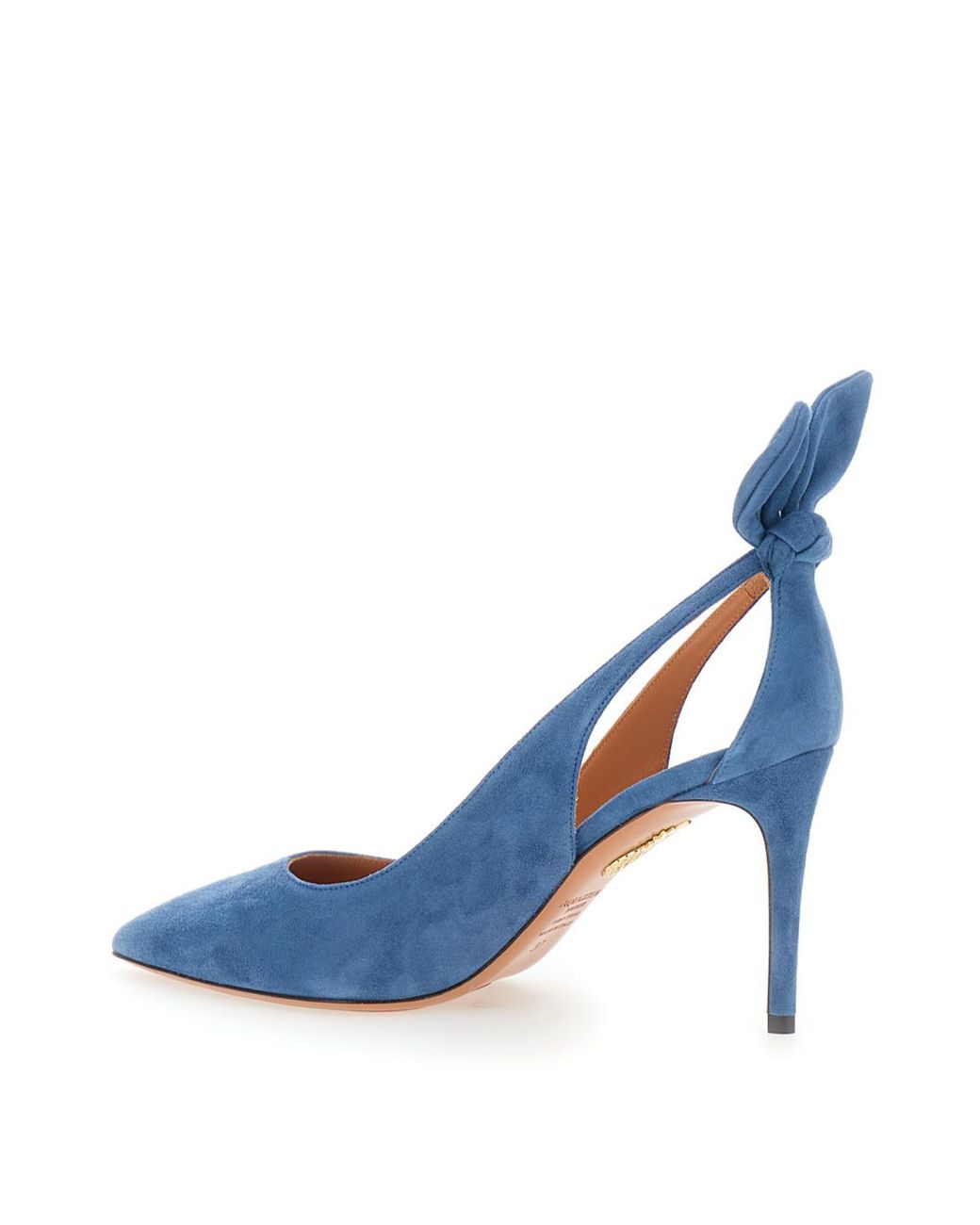 Aquazzura Blue Bow Tie Pointed-Toe Pumps