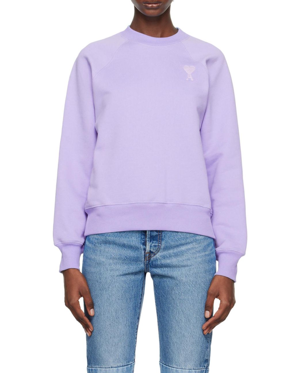 AMI Purple Ami De C Ur Round Neck Sweater for men