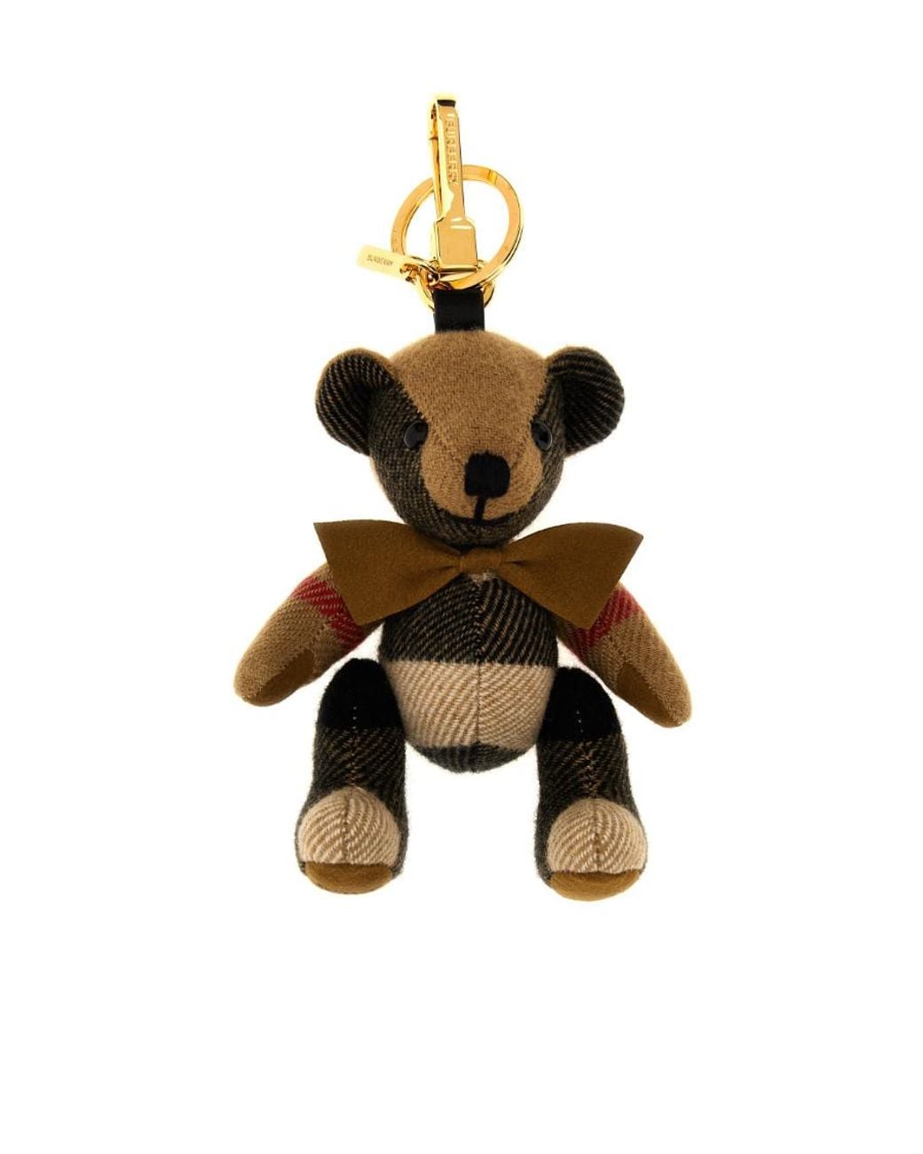 Burberry White Thomas Bear Check Detailed Keyring