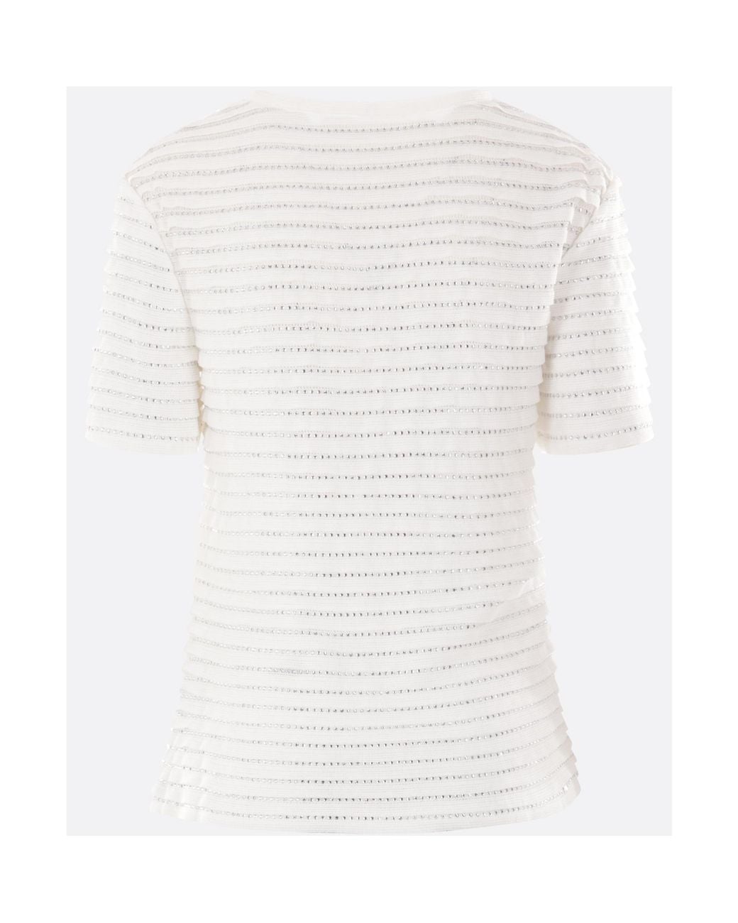 Ermanno Scervino White Crystal-Embellished Ribbed Blouse
