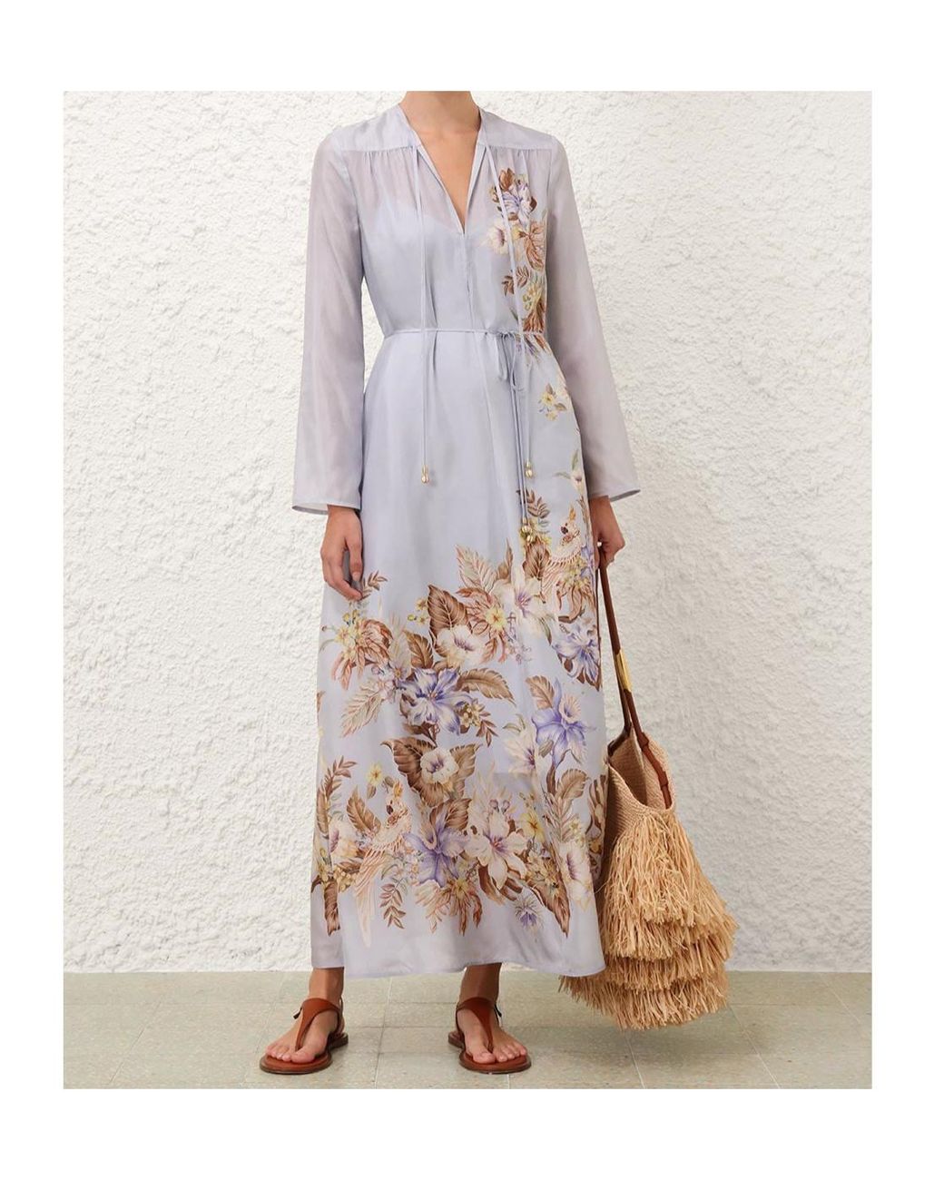 Zimmermann White Coco Neck-Tie Maxi Dress