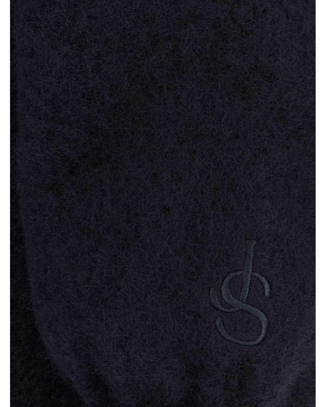 Jil Sander Black Half Zip High Neck Sweatshirt for men