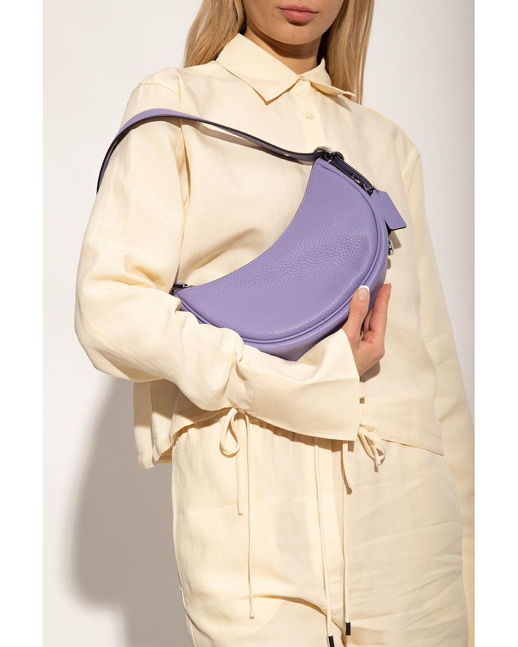 COACH Purple Curved-Edge Logo Tote Bag