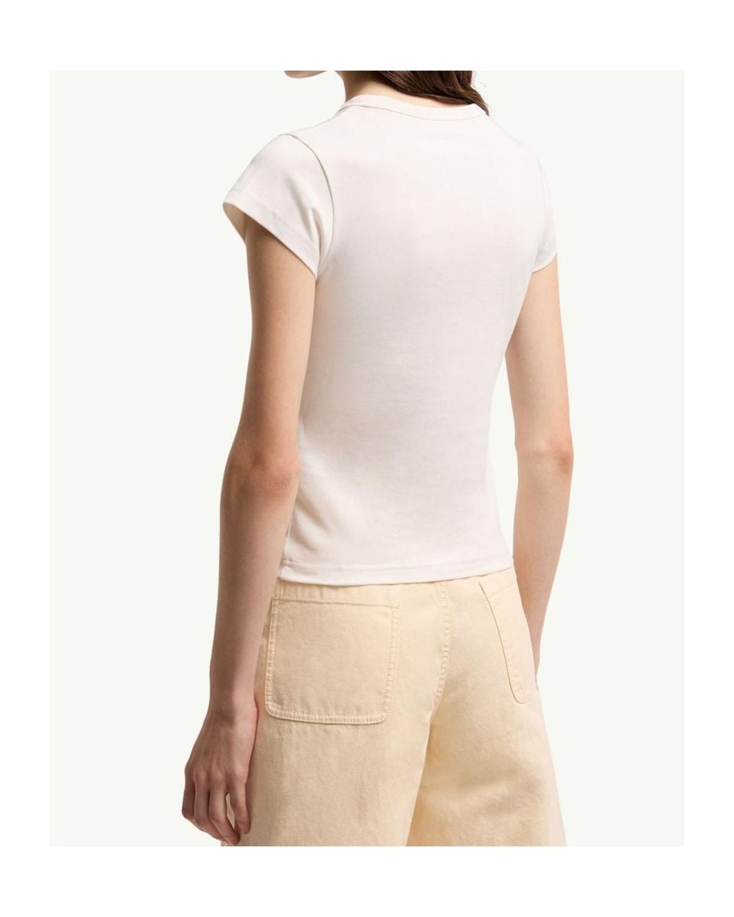 Moncler White Logo Printed Crewneck T-Shirt