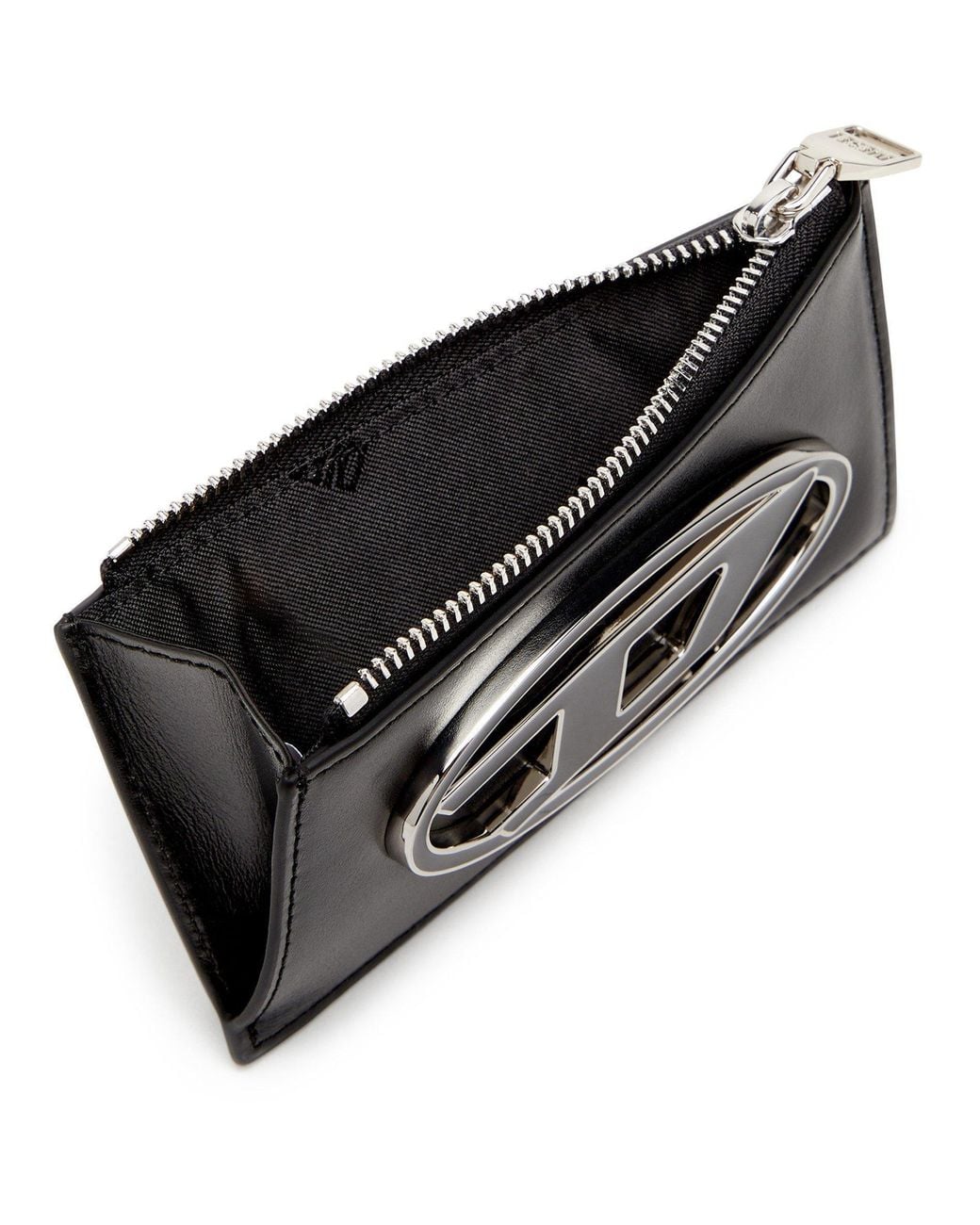 DIESEL Black Smooth Leather Zip Card Holder