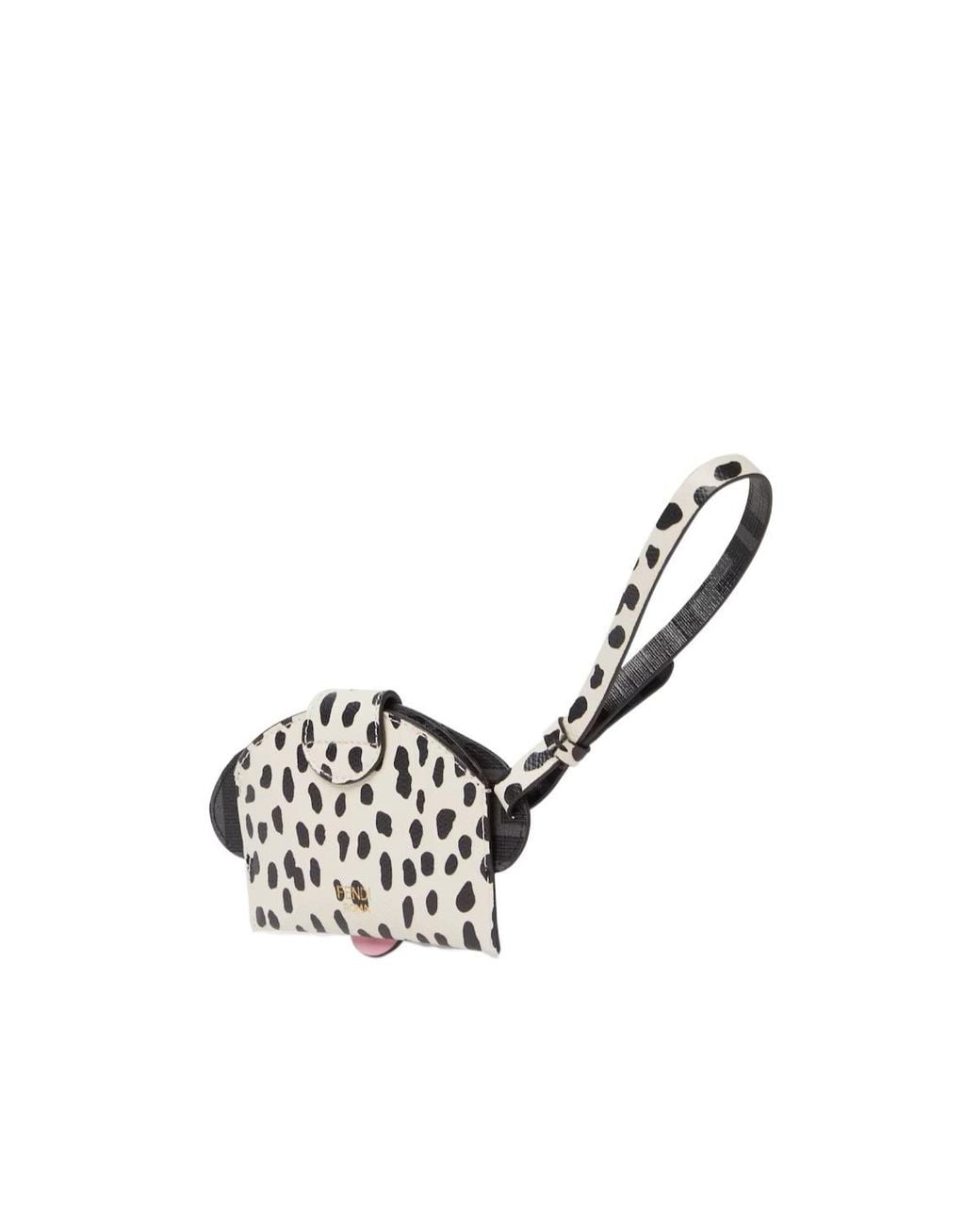 Fendi White Best Friends Forever Dog-Head Strap Card Case