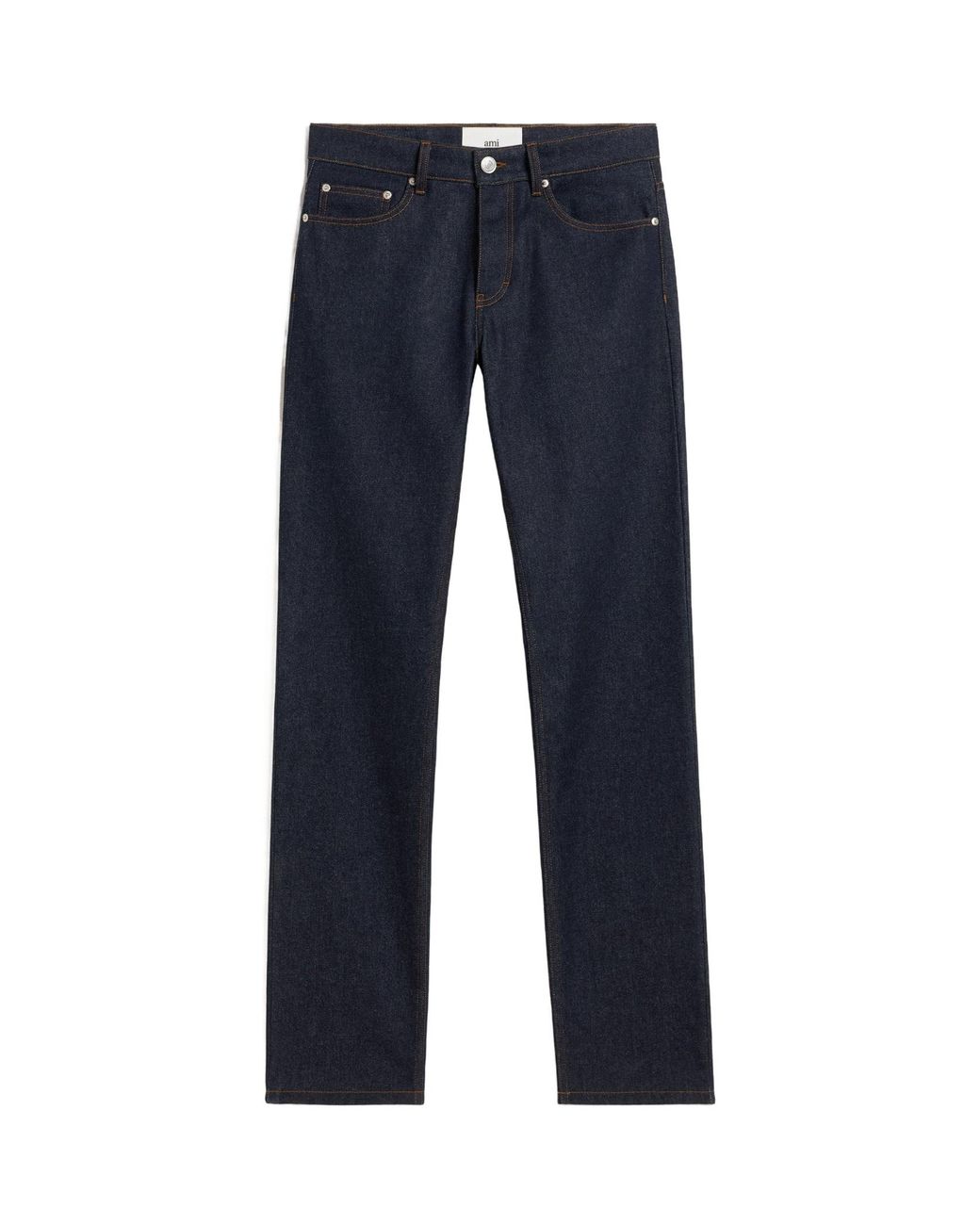 AMI Blue Ami Logo Patch Straight-Leg Jeans for men