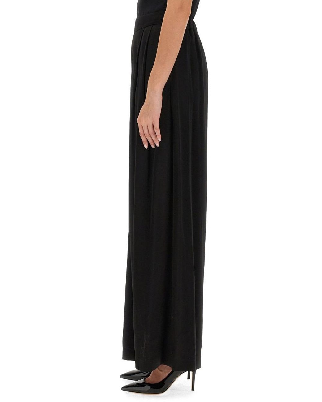 Fabiana Filippi Black Satin Wide-Leg Trousers