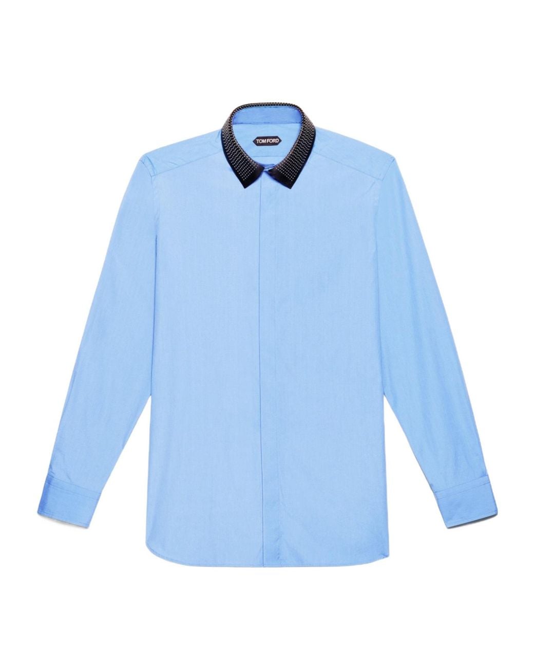Tom Ford Blue Piece Dyed Poplin Fluid Fit Shirt for men