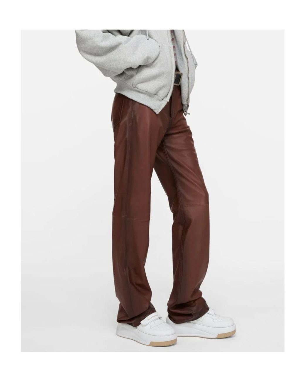Acne White Touch-Strap Leather Sneakers for men
