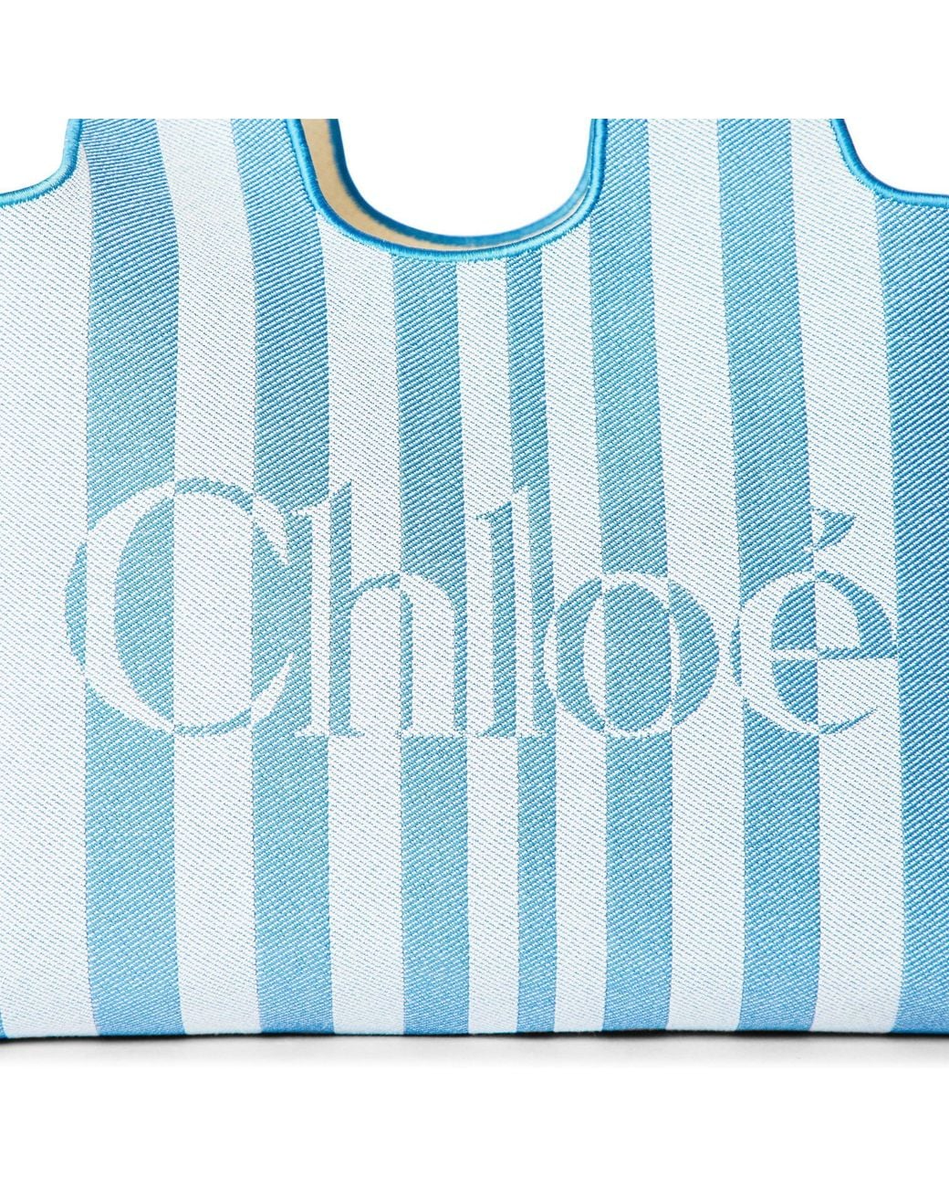 Chloé Blue Stylish Striped Handheld Tote Bag