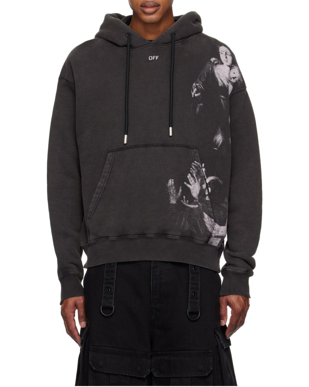 Off-White c/o Virgil Abloh Black Blurred Mary Drawstring Hoodie for men