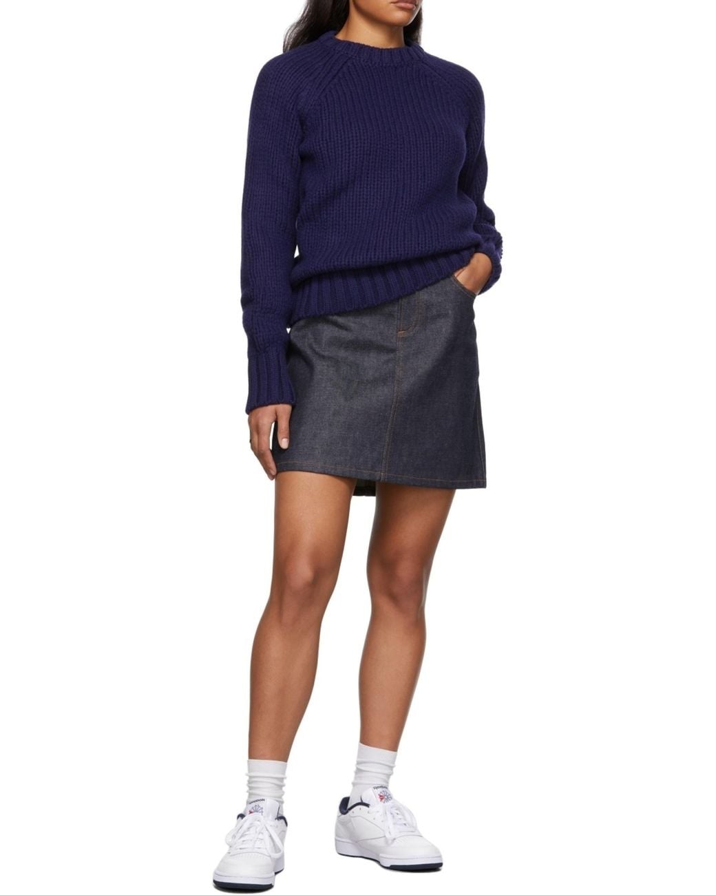 A.P.C. Blue High Waist Mini Denim Skirt