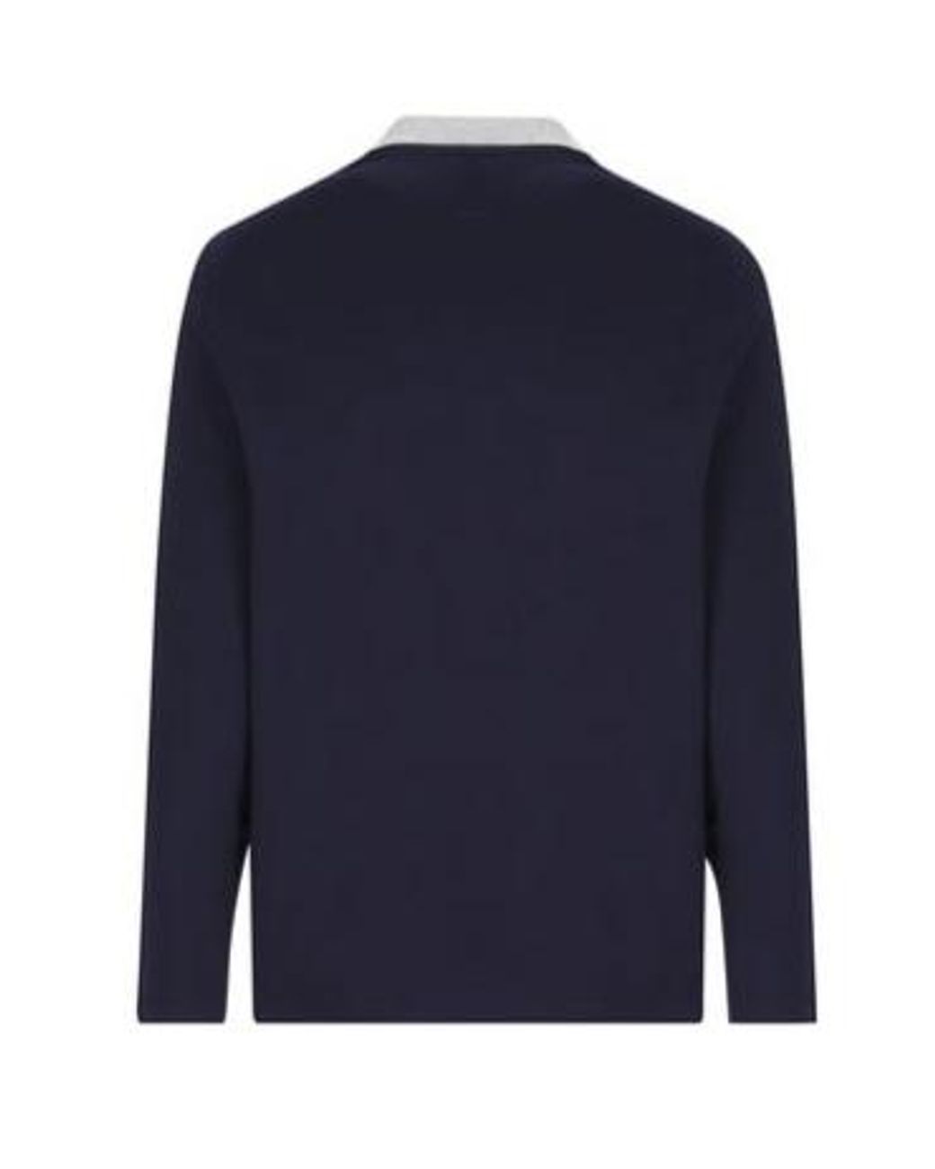 Brunello Cucinelli Blue Logo Embroidered Long-Sleeved Polo Shirt for men