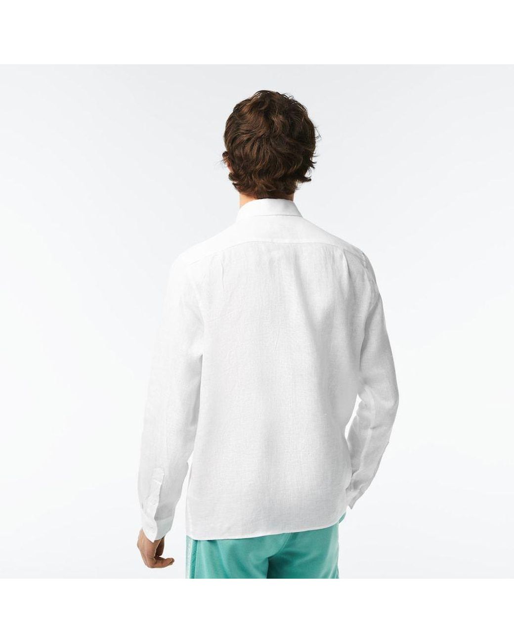 Lacoste White Logo-Embroidered Button-Up Shirt for men