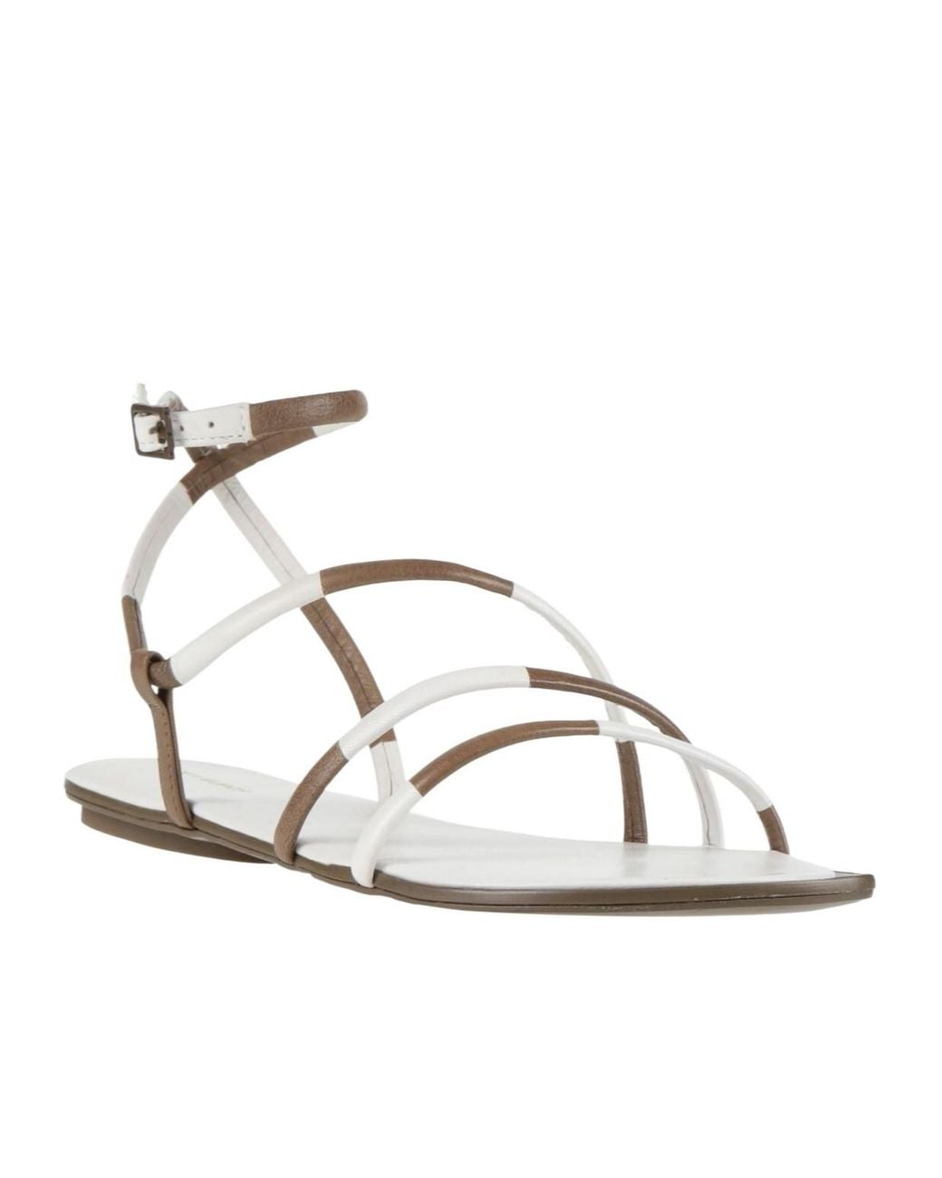 Tory Burch White Two-Tone Leather Sandals