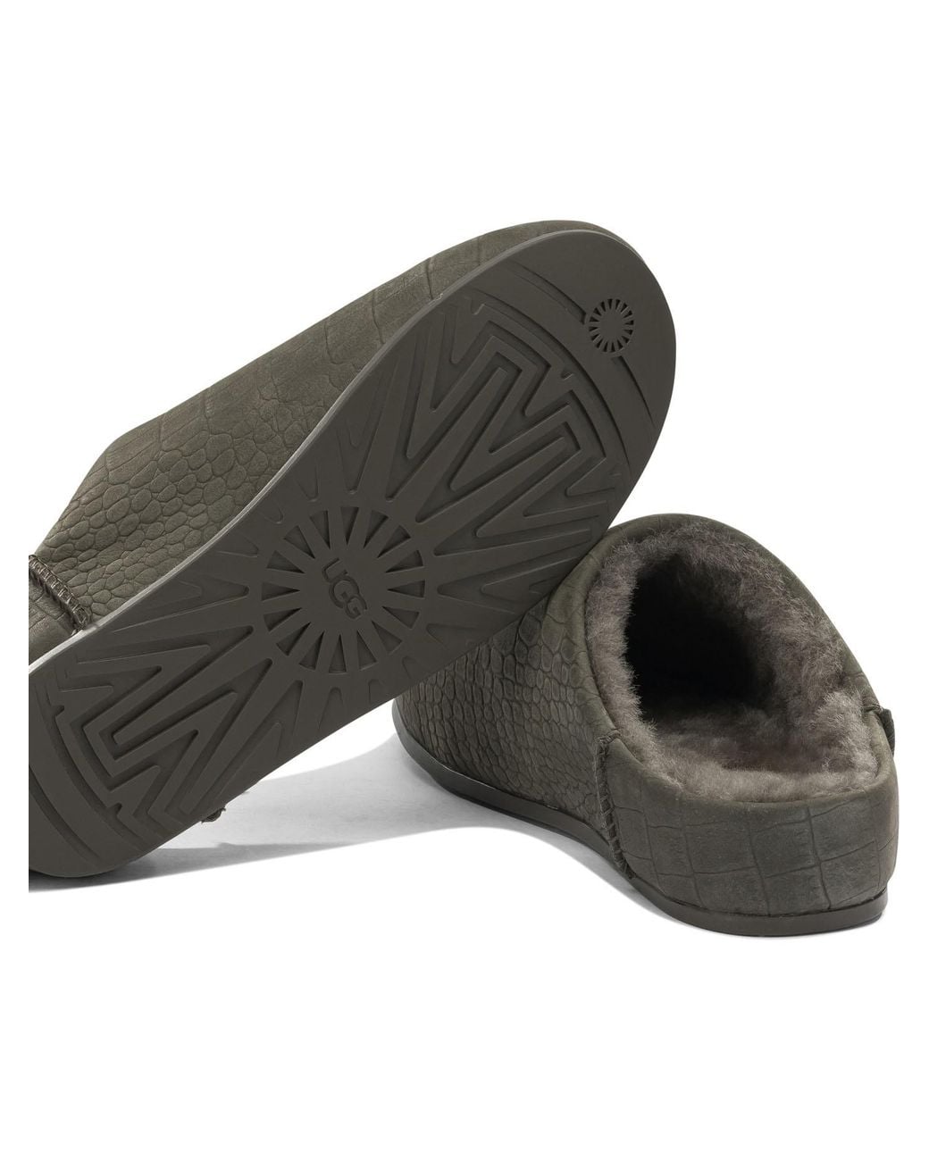 Ugg Brown Elea Embossed Slip-On Slides