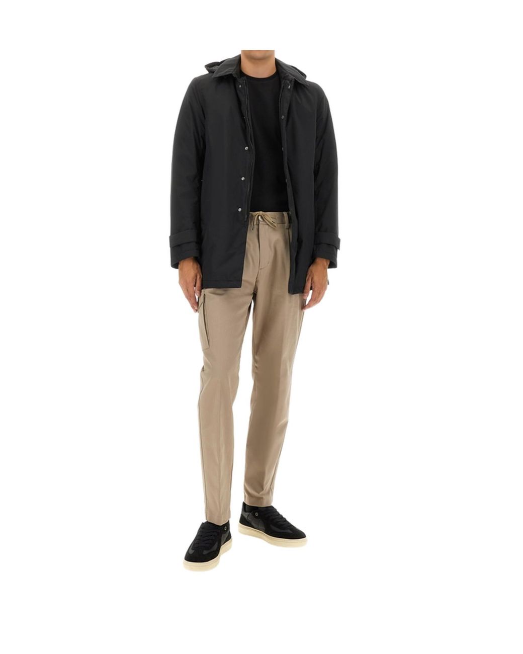 Herno Black Concelaled Front Hooded Jacket for men