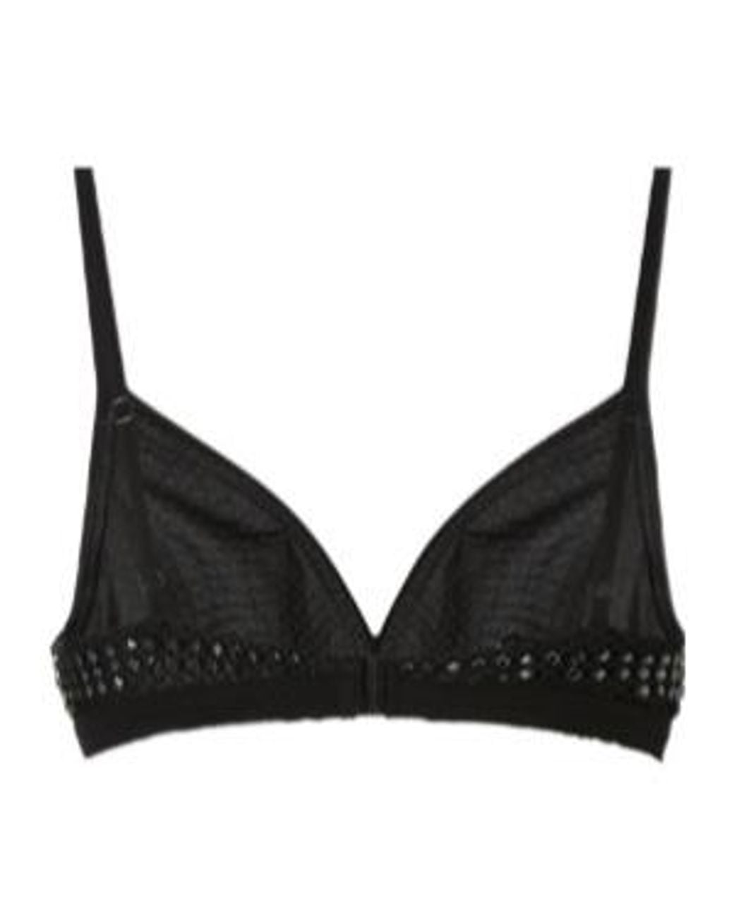 Pinko Black Mesh-Effect Bra With Rhinestones