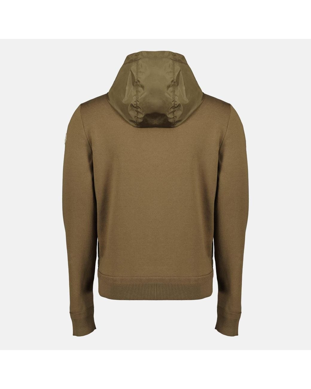 Moncler Green Logo Patch Zip-Up Hoodie for men