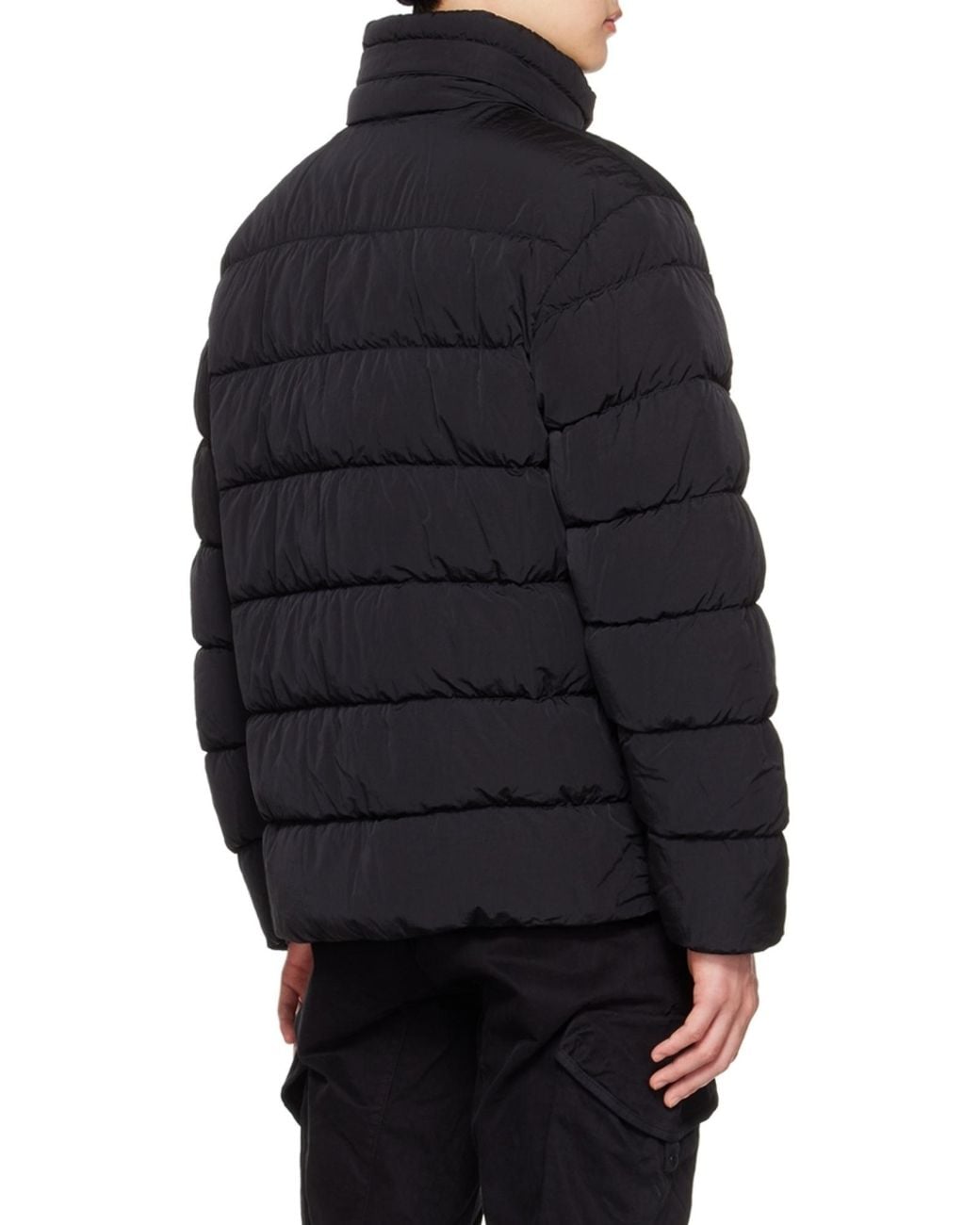 C P Company Black Padded Zipped-Up Jacket for men