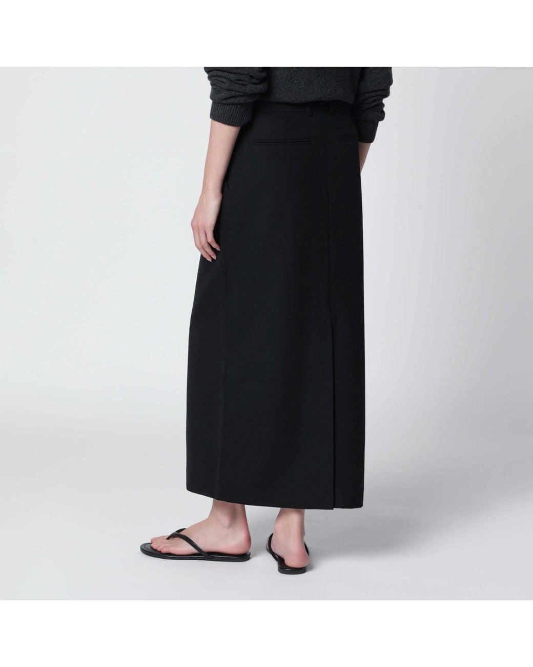 Totême Black Belt Loop Midi Skirt
