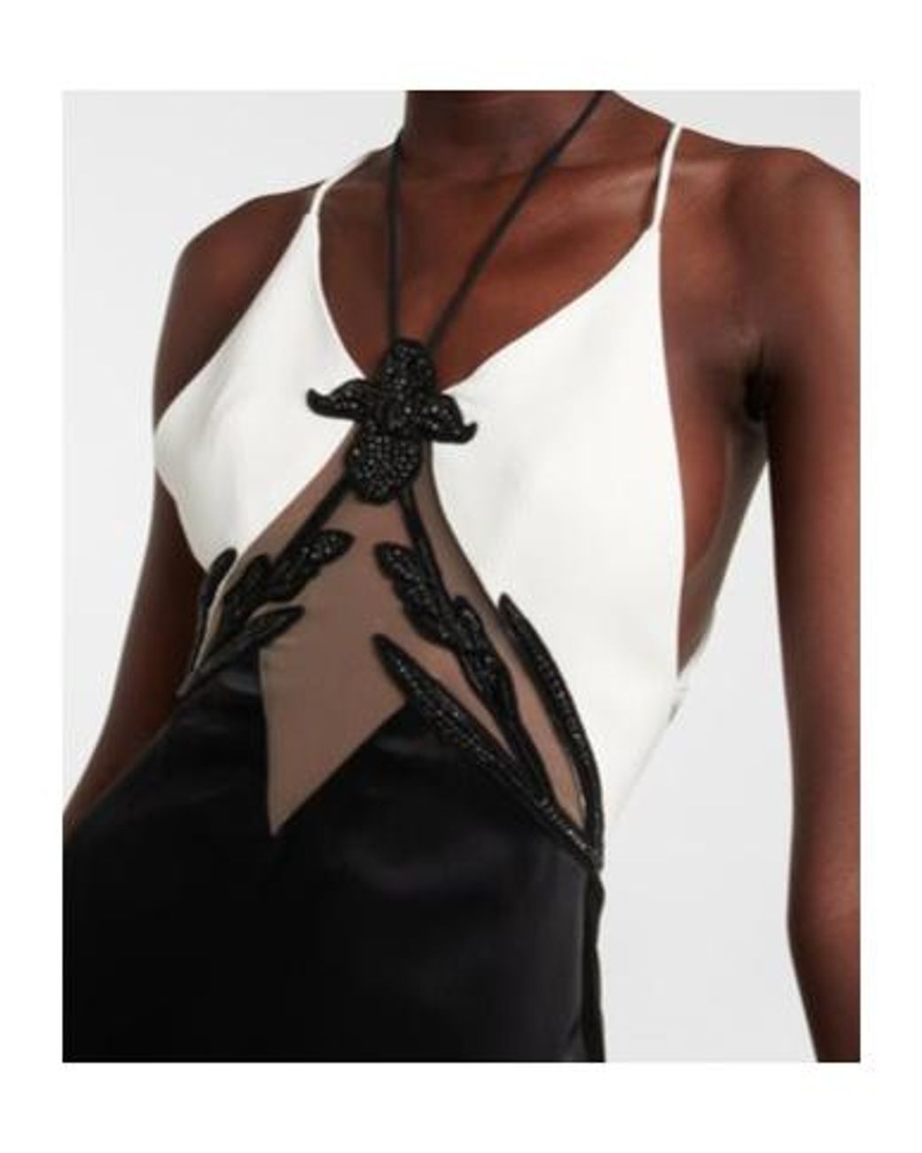 David Koma Black Embellished Cady And Satin Gown