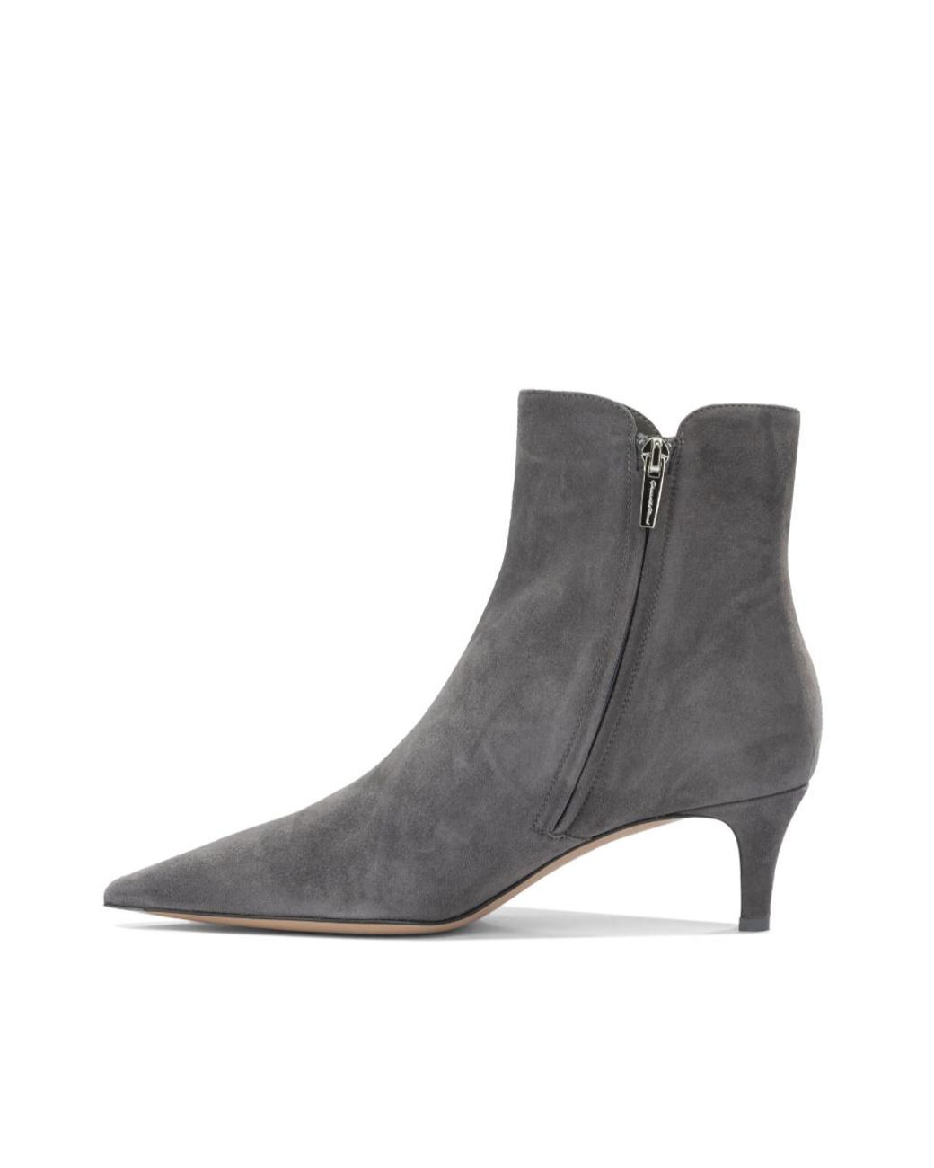 Gianvito Rossi Gray Pointed-Toe Ankle Boots