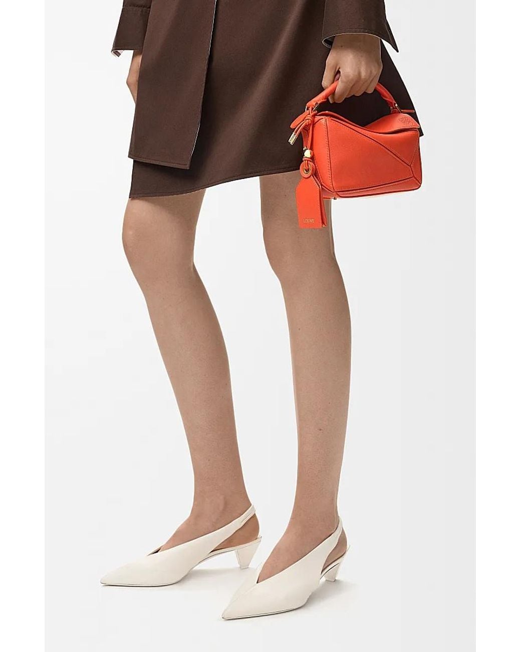 Loewe Red Featherlight Mini Puzzle Bag
