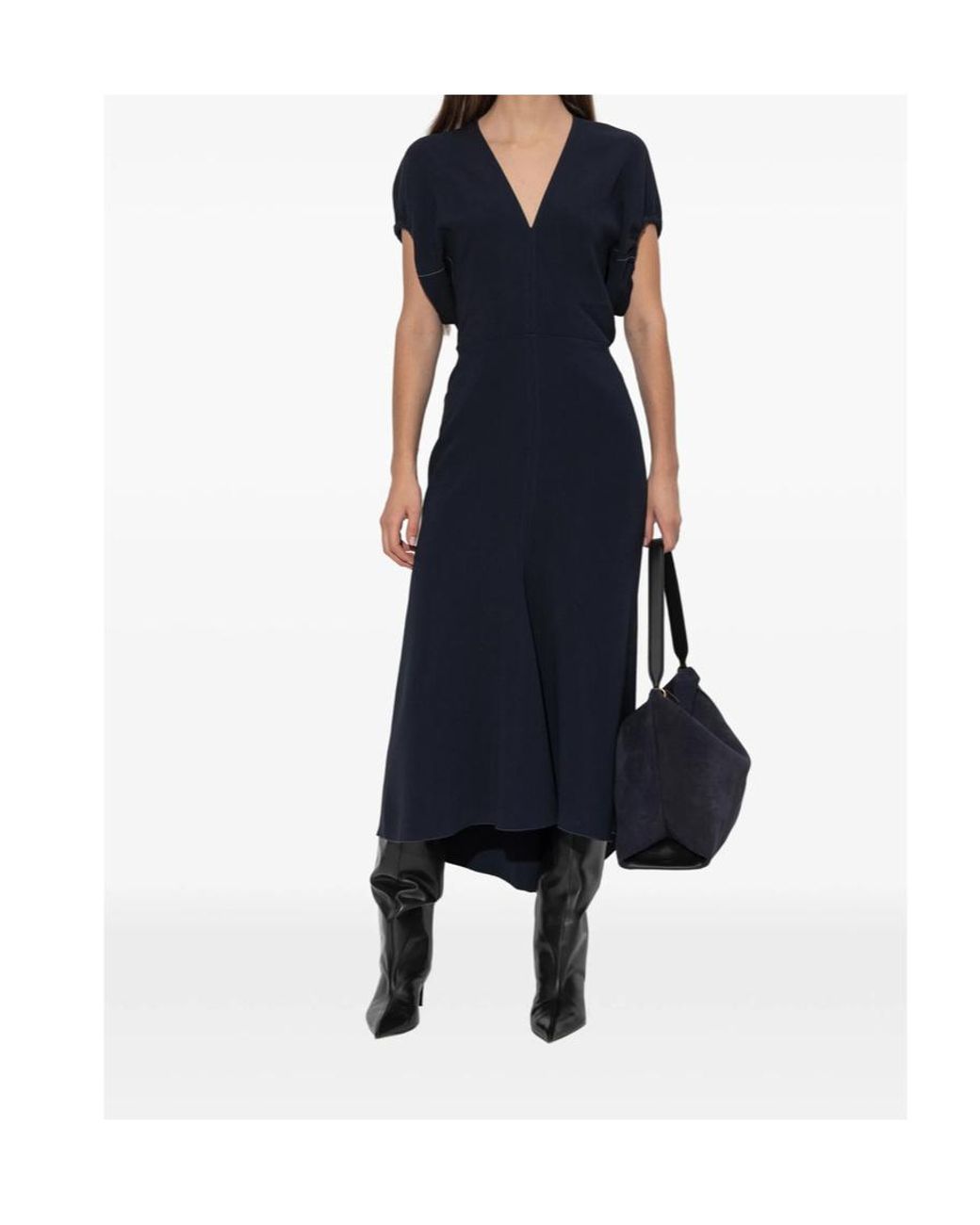 Victoria Beckham Blue Crepe Midi Dress