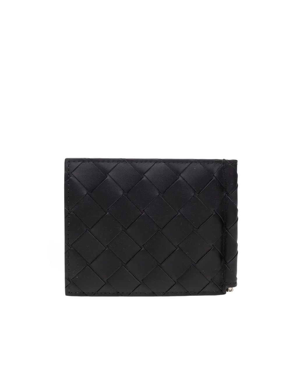 Bottega Veneta Black Intrecciato Bi-Fold Card Holder for men