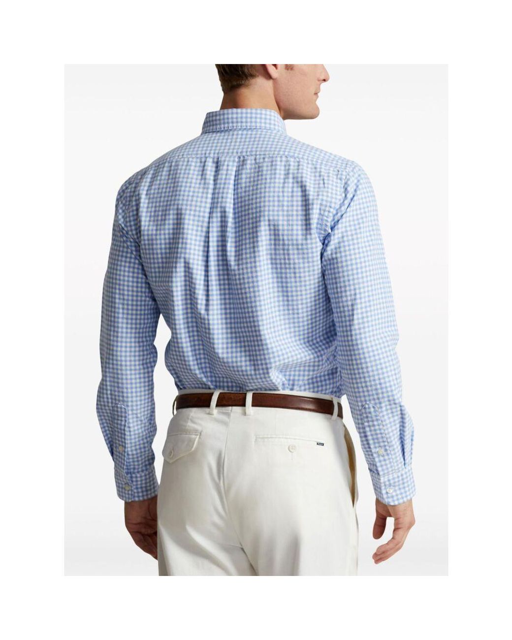 Polo Ralph Lauren Blue Oxford Gingham-Print Cotton Shirt for men