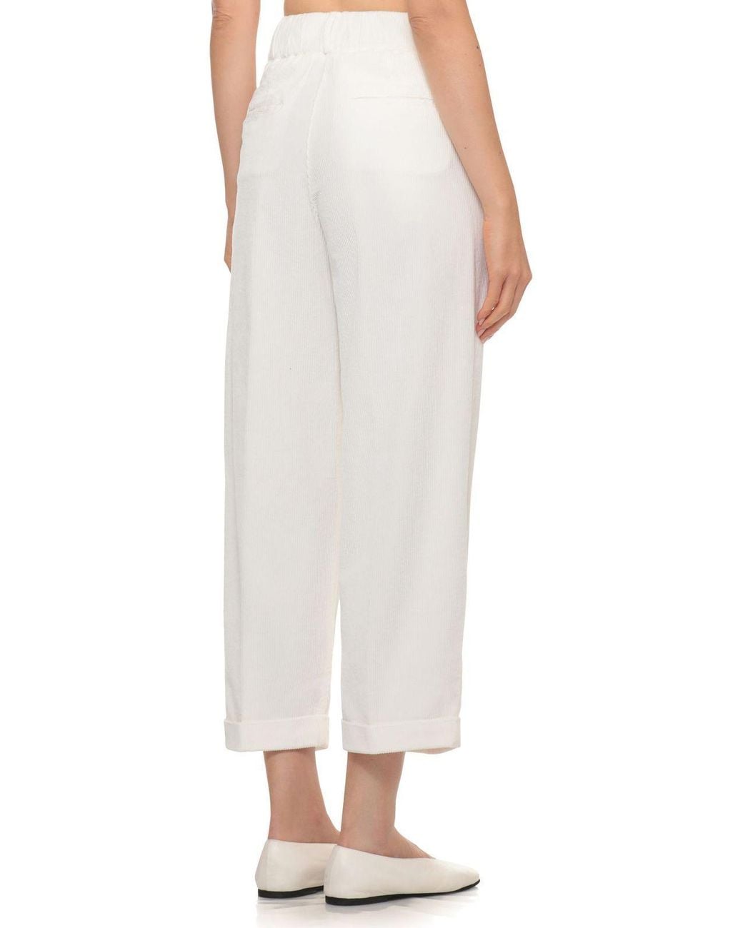 Peserico White Cropped Wide-Leg Pants